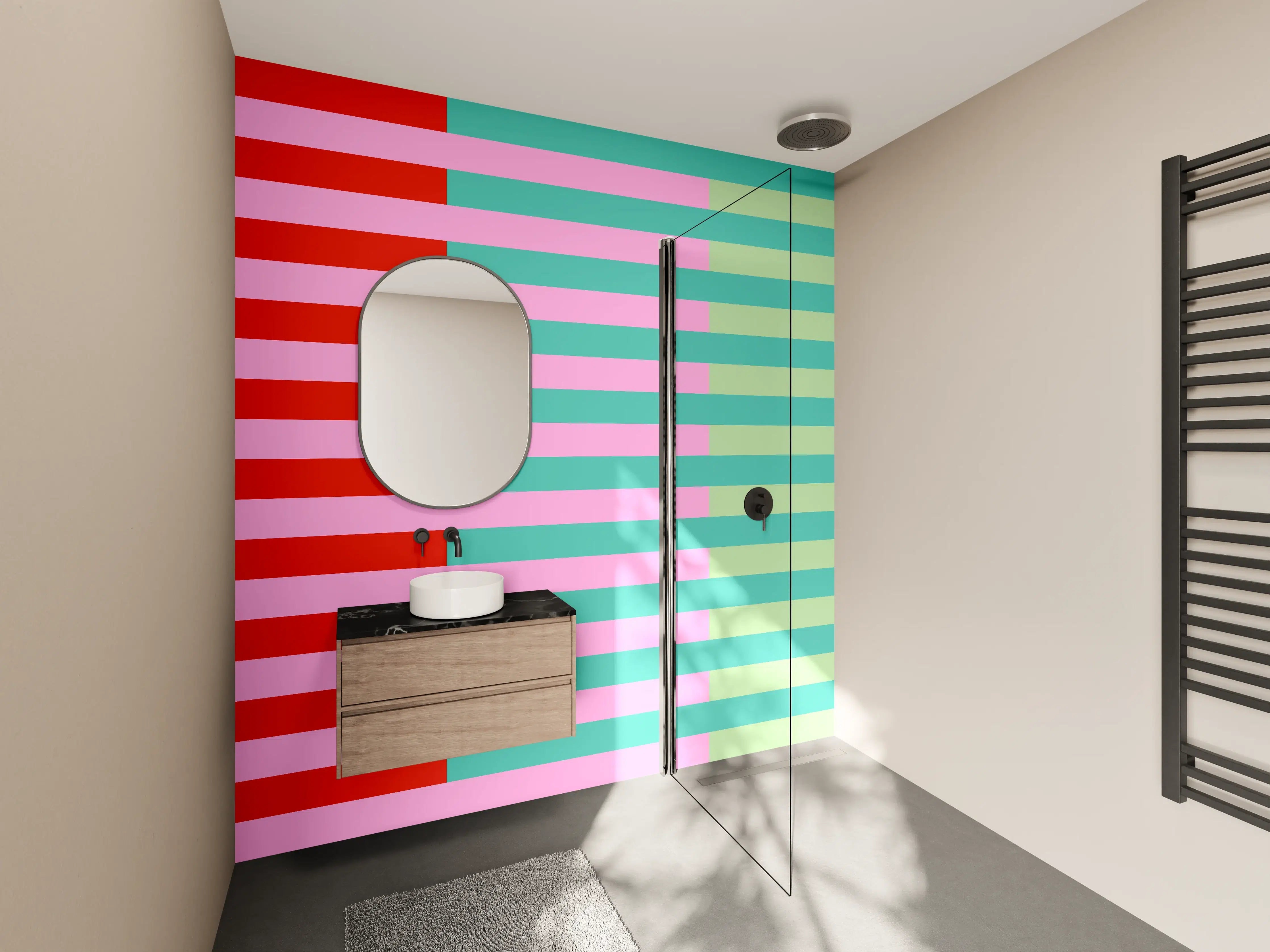 Wandverkleidung Bad - The Springs - Multy Stripes - Peony