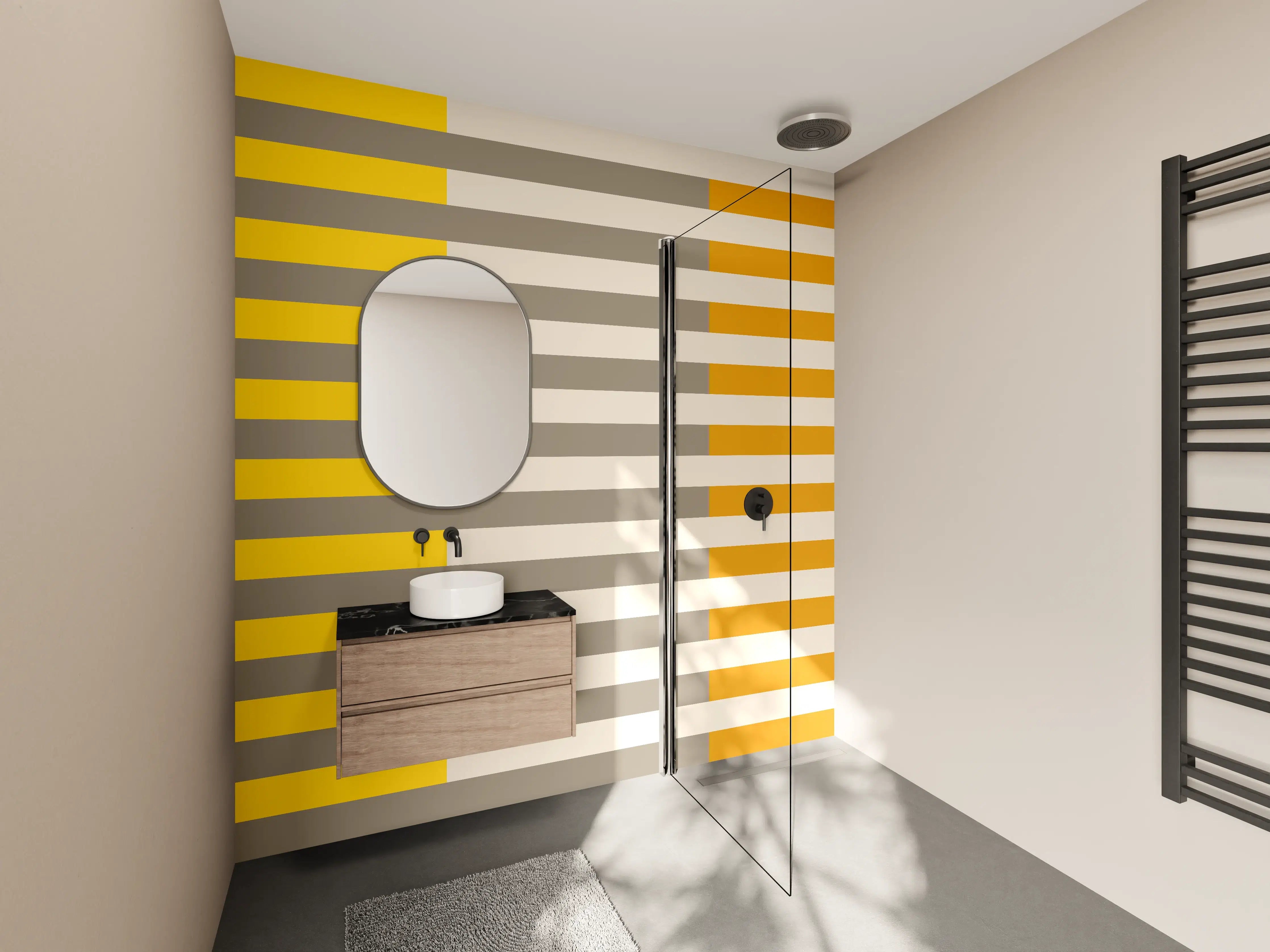 Wandverkleidung Bad - The Yellows - Multy Stripes - Saffron