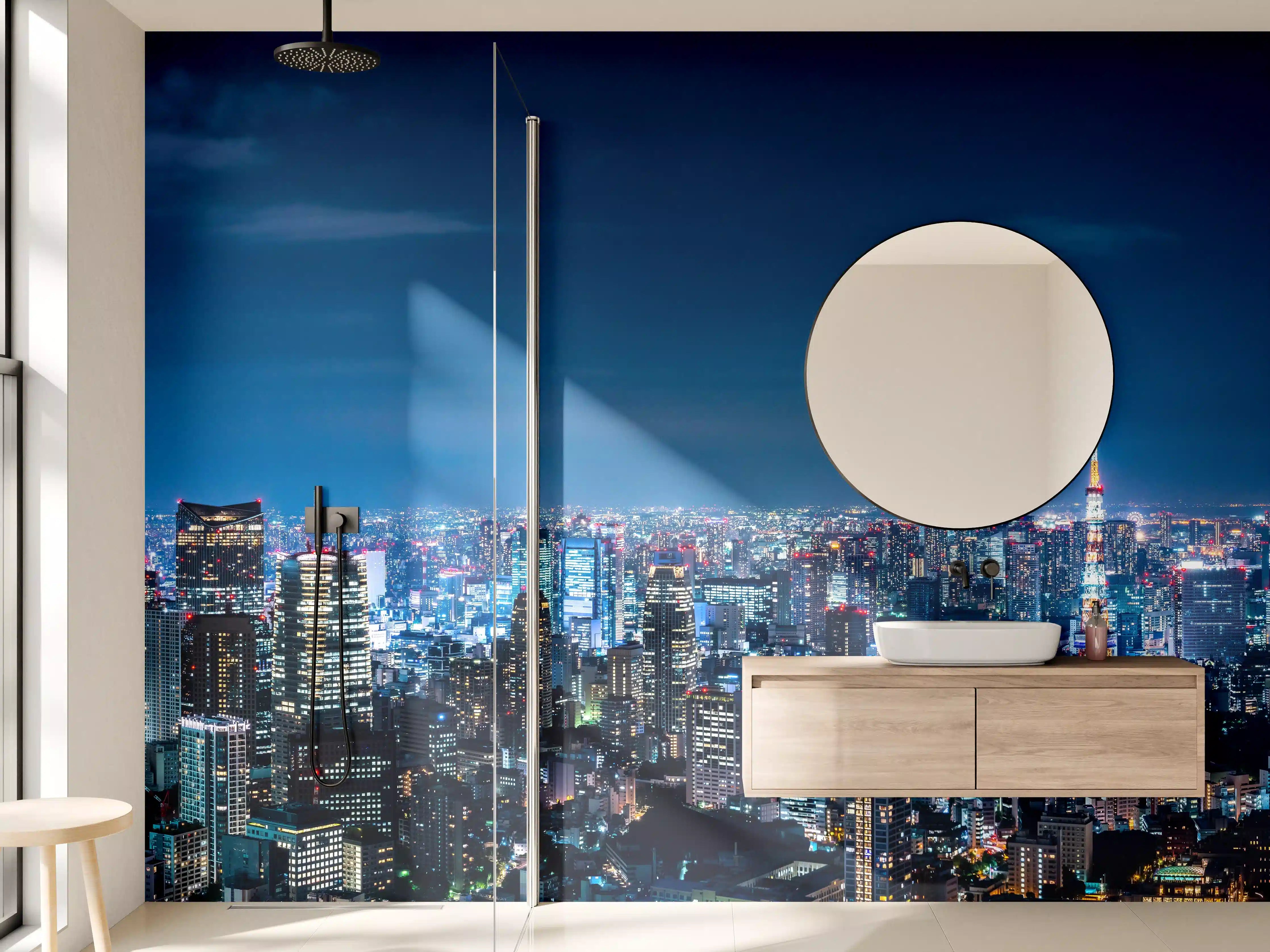 Wandverkleidung Bad - Tokio Skyline bei Nacht
