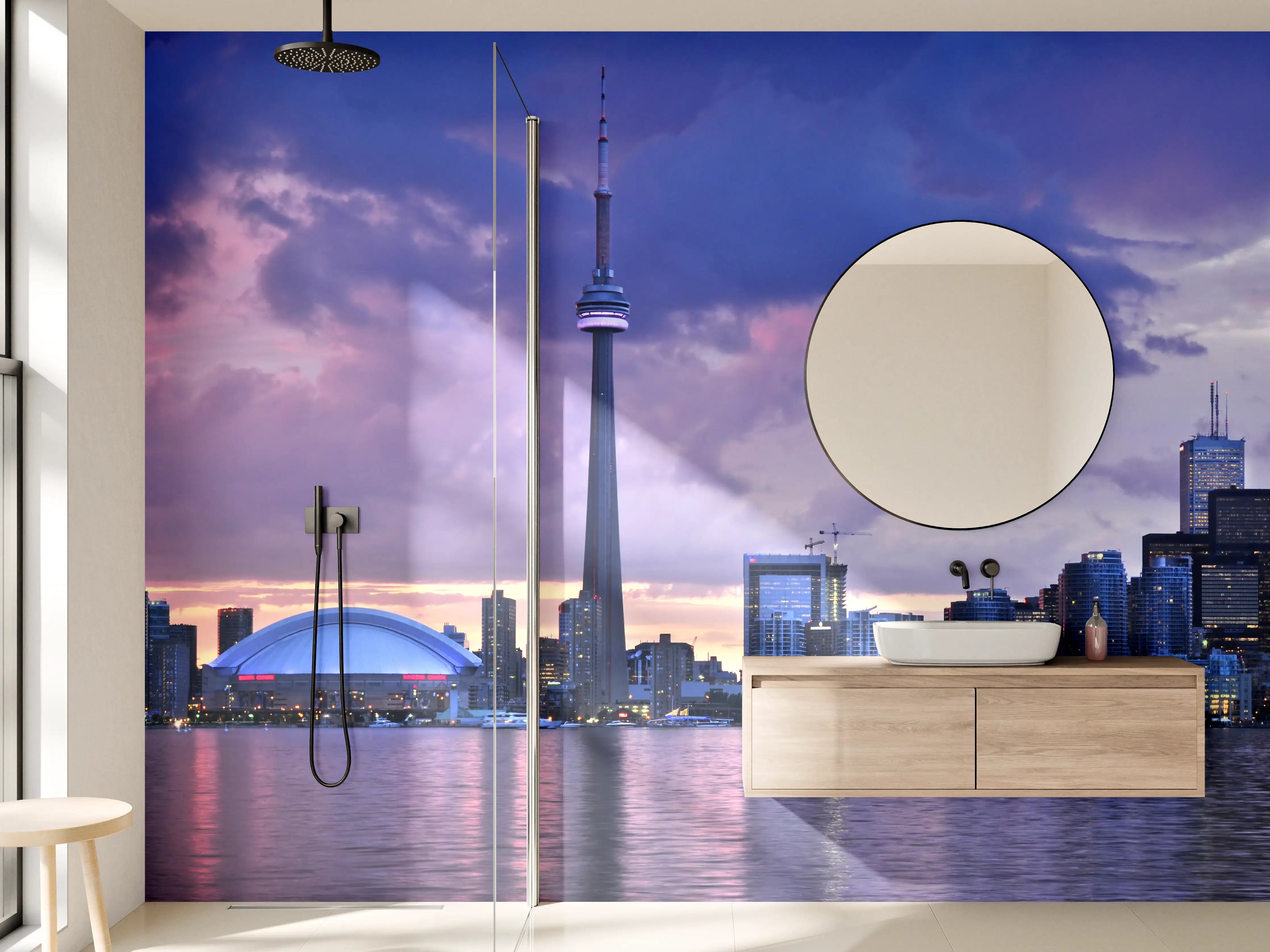 Wandverkleidung Bad - Toronto Skyline bei Abendlicht