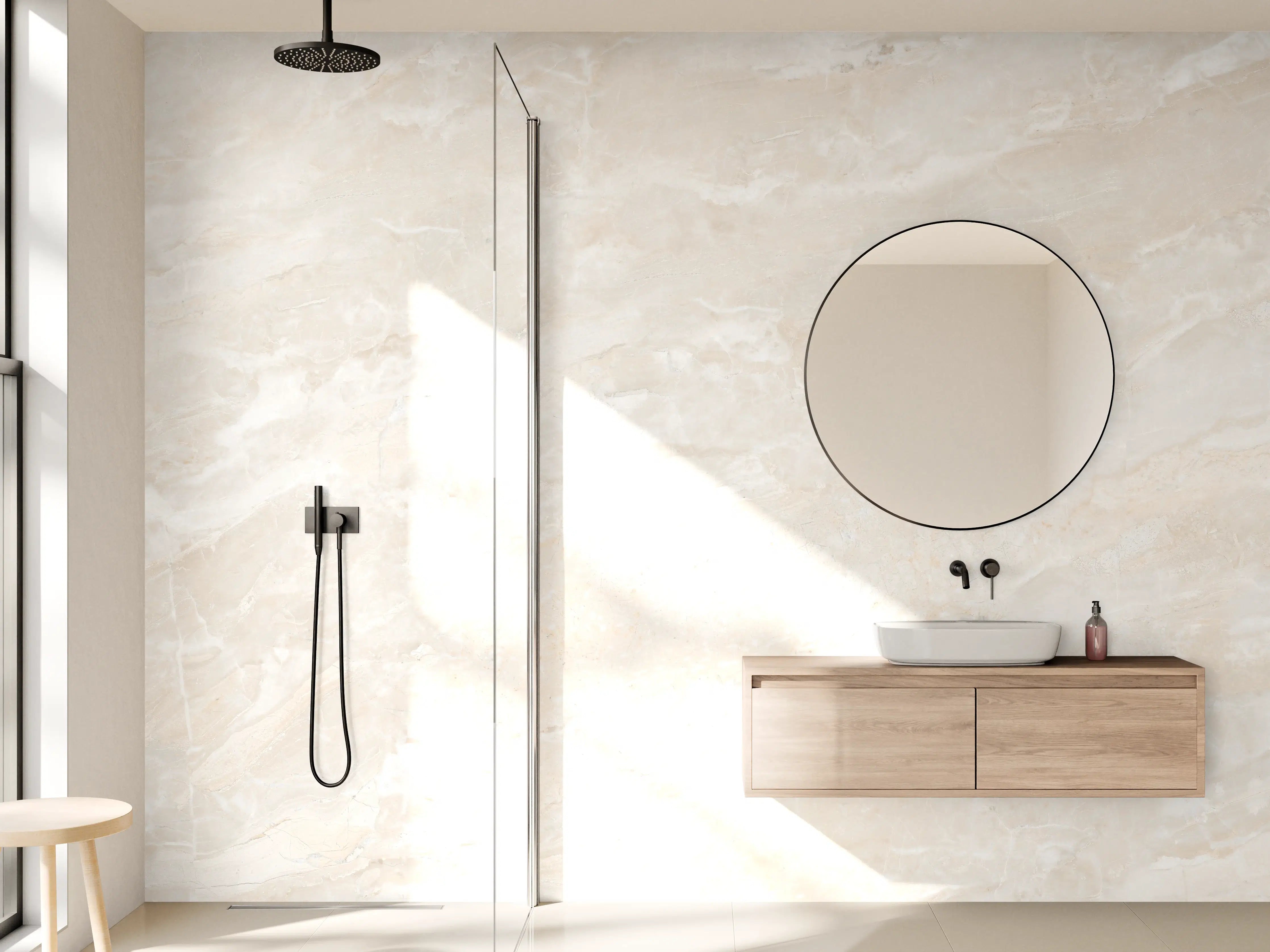 Wandverkleidung Bad - Travertin italienischer Marmor