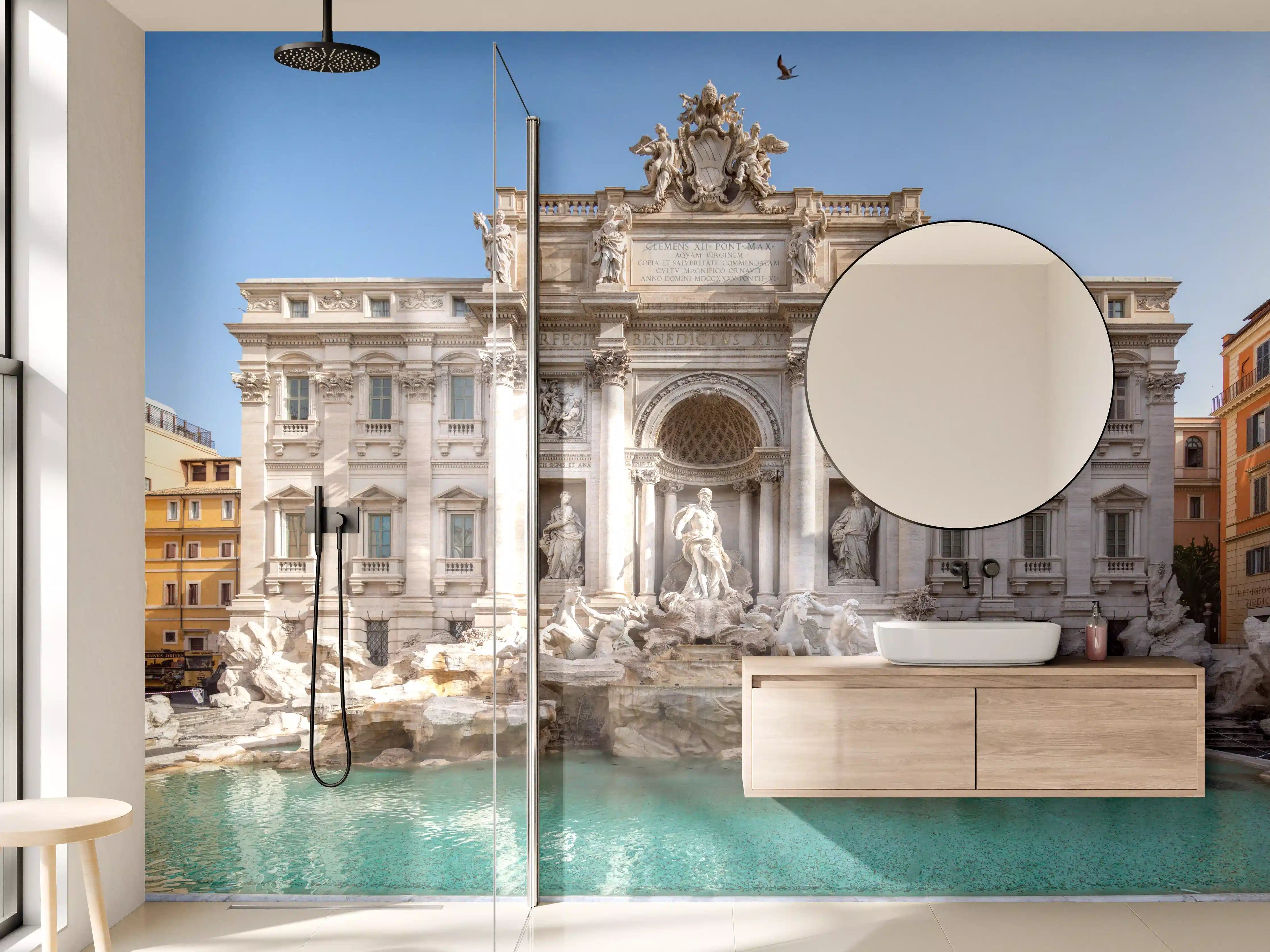 Wandverkleidung Bad - Trevi-Brunnen am Morgen in Rom