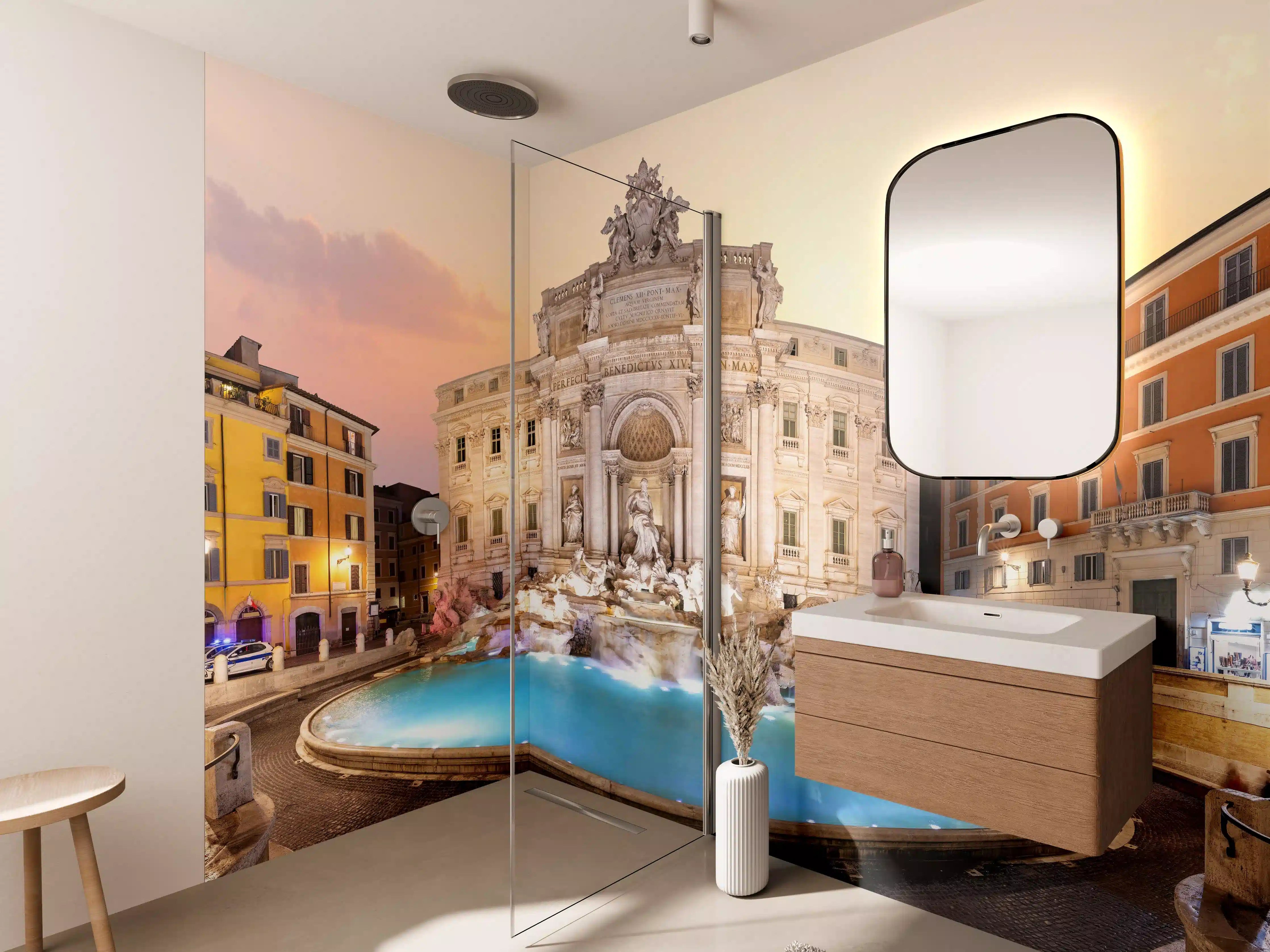 Wandverkleidung Bad - Trevi-Brunnen bei Sonnenaufgang