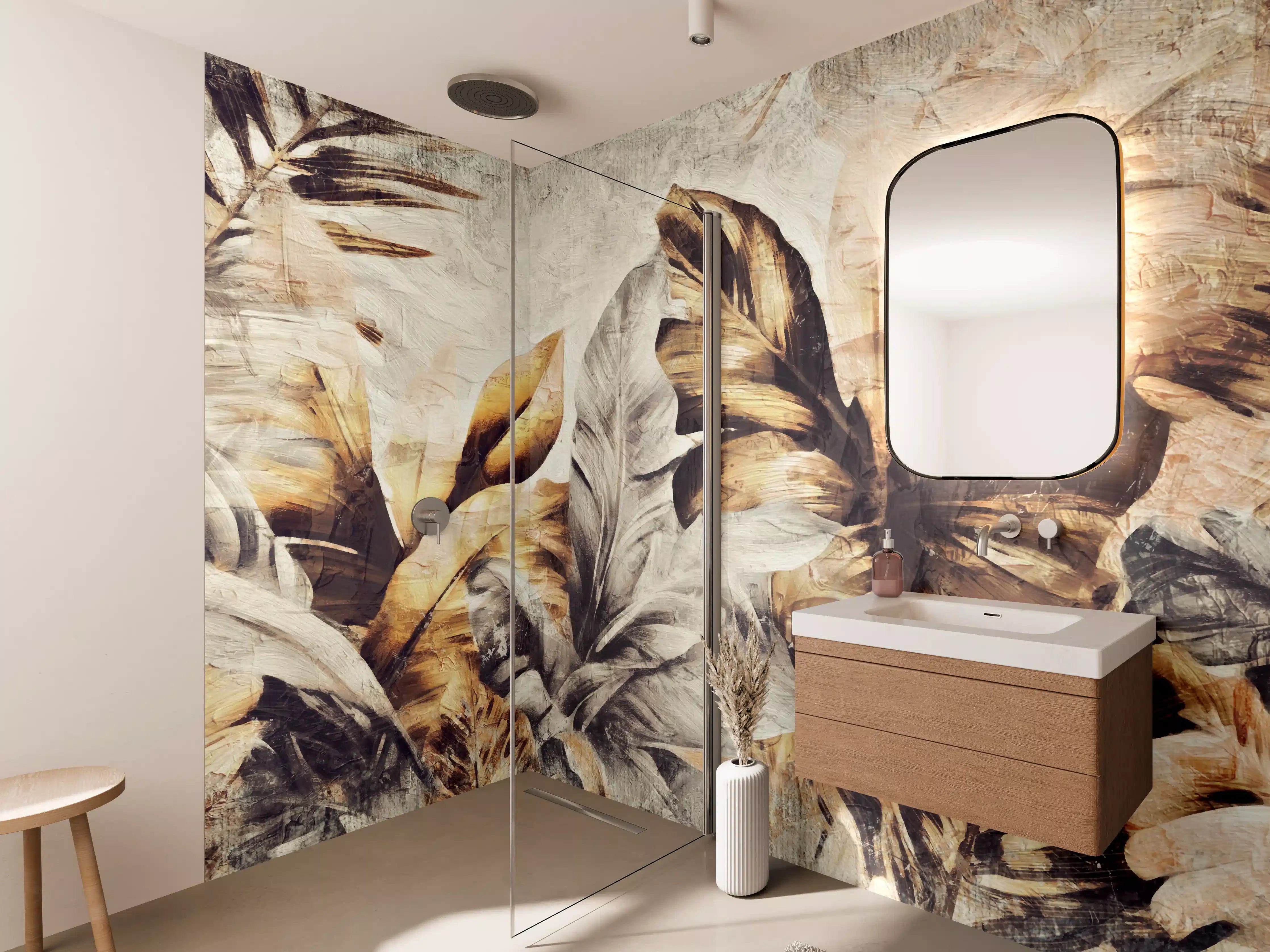 Wandverkleidung Bad - Tropische Dschungelpanorama-Kunst