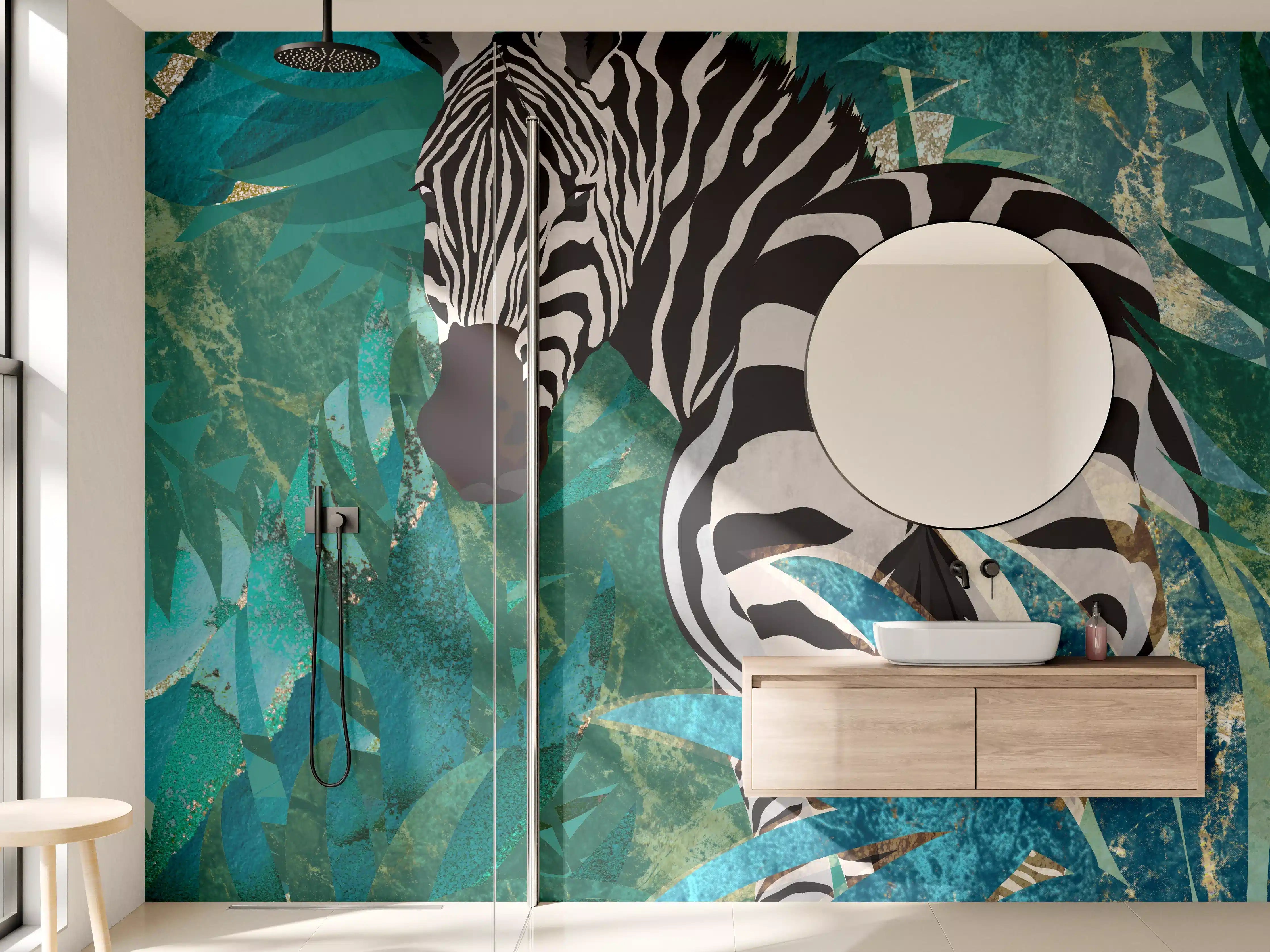Wandverkleidung Bad - Tropische Zeichnung - Zebra