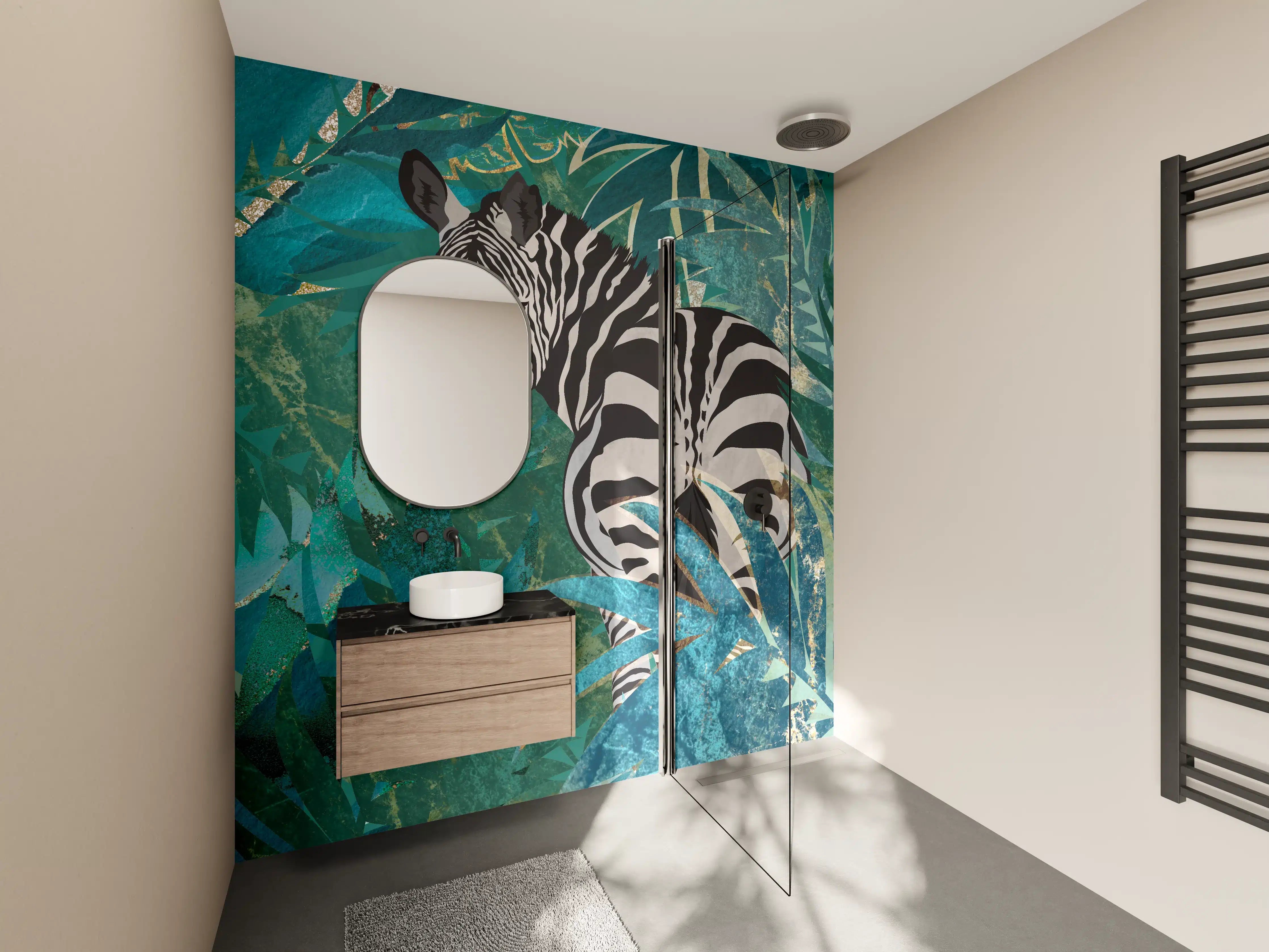 Wandverkleidung Bad - Tropische Zeichnung - Zebra