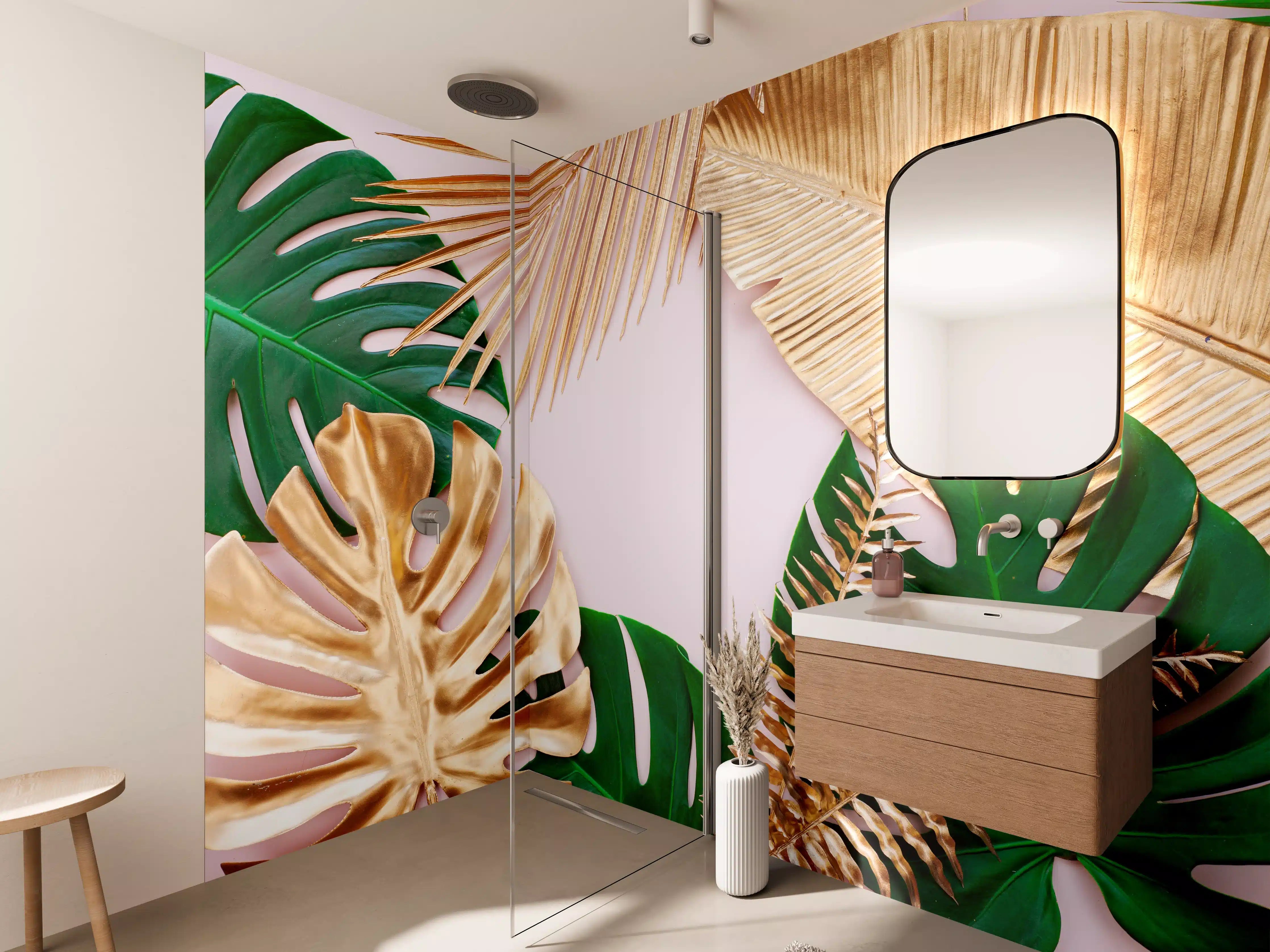 Wandverkleidung Bad - Tropisches Blätter Design - Floral