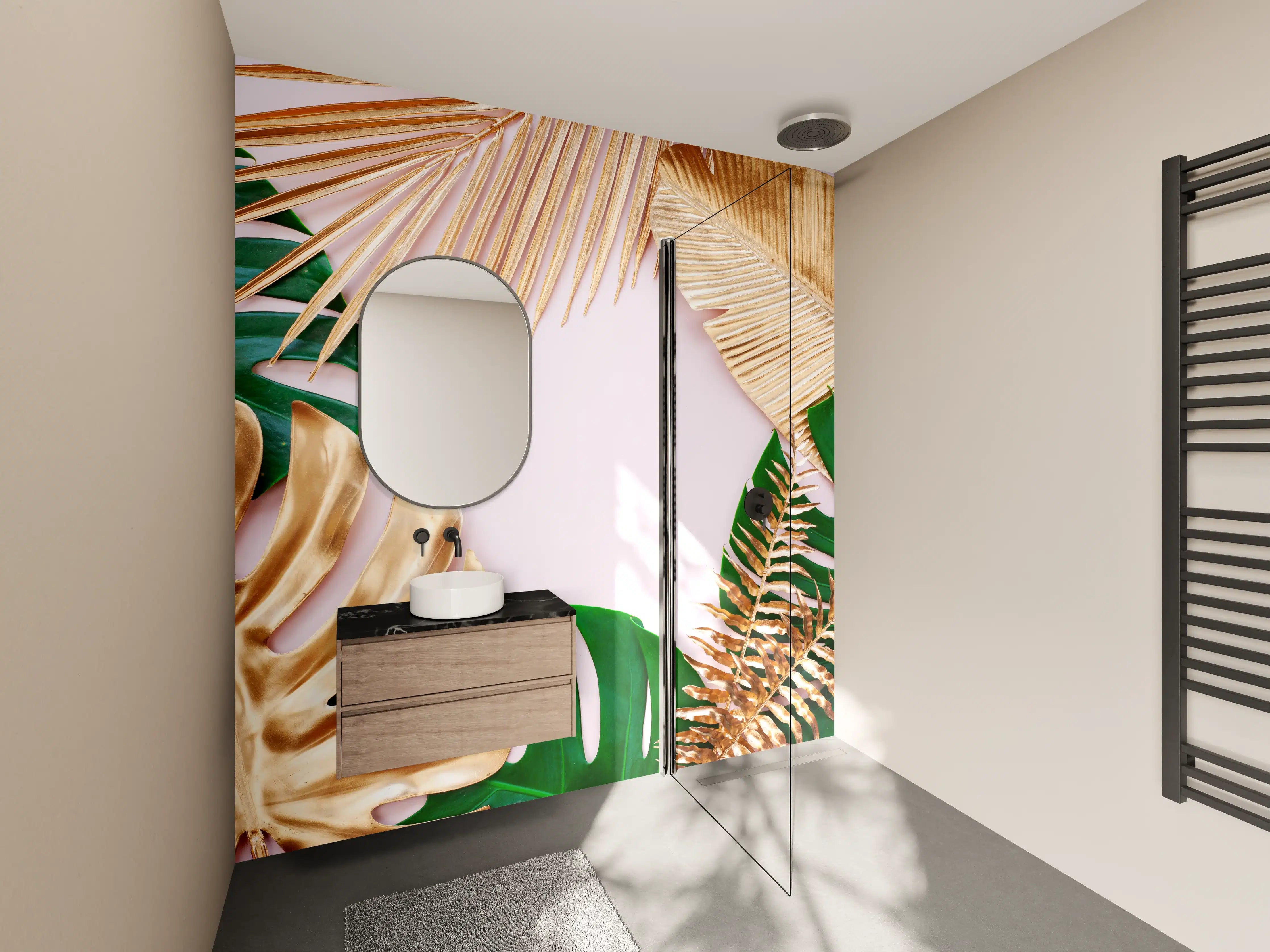 Wandverkleidung Bad - Tropisches Blätter Design - Floral