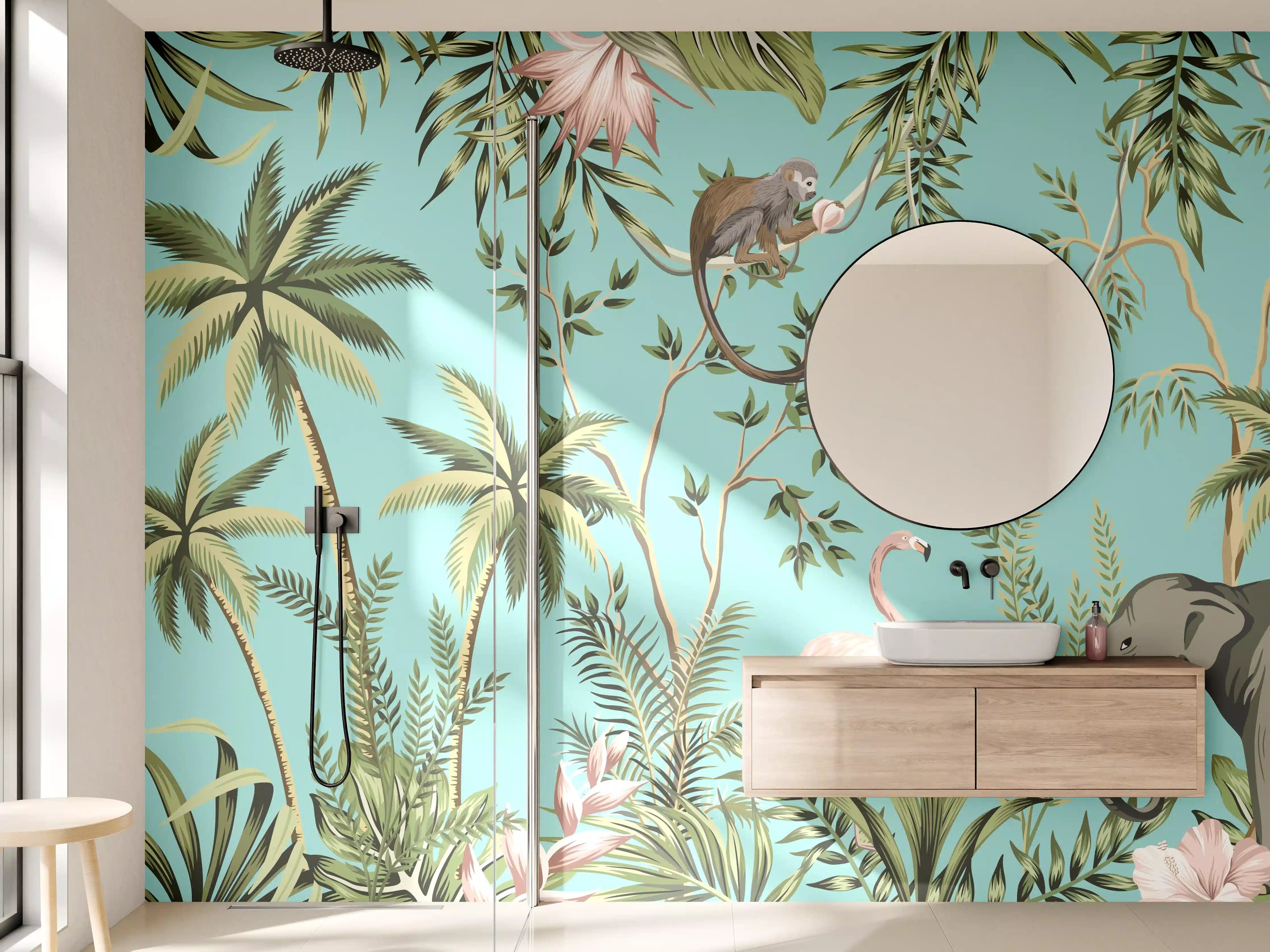 Wandverkleidung Bad - Tropisches Flair Stoffdesign