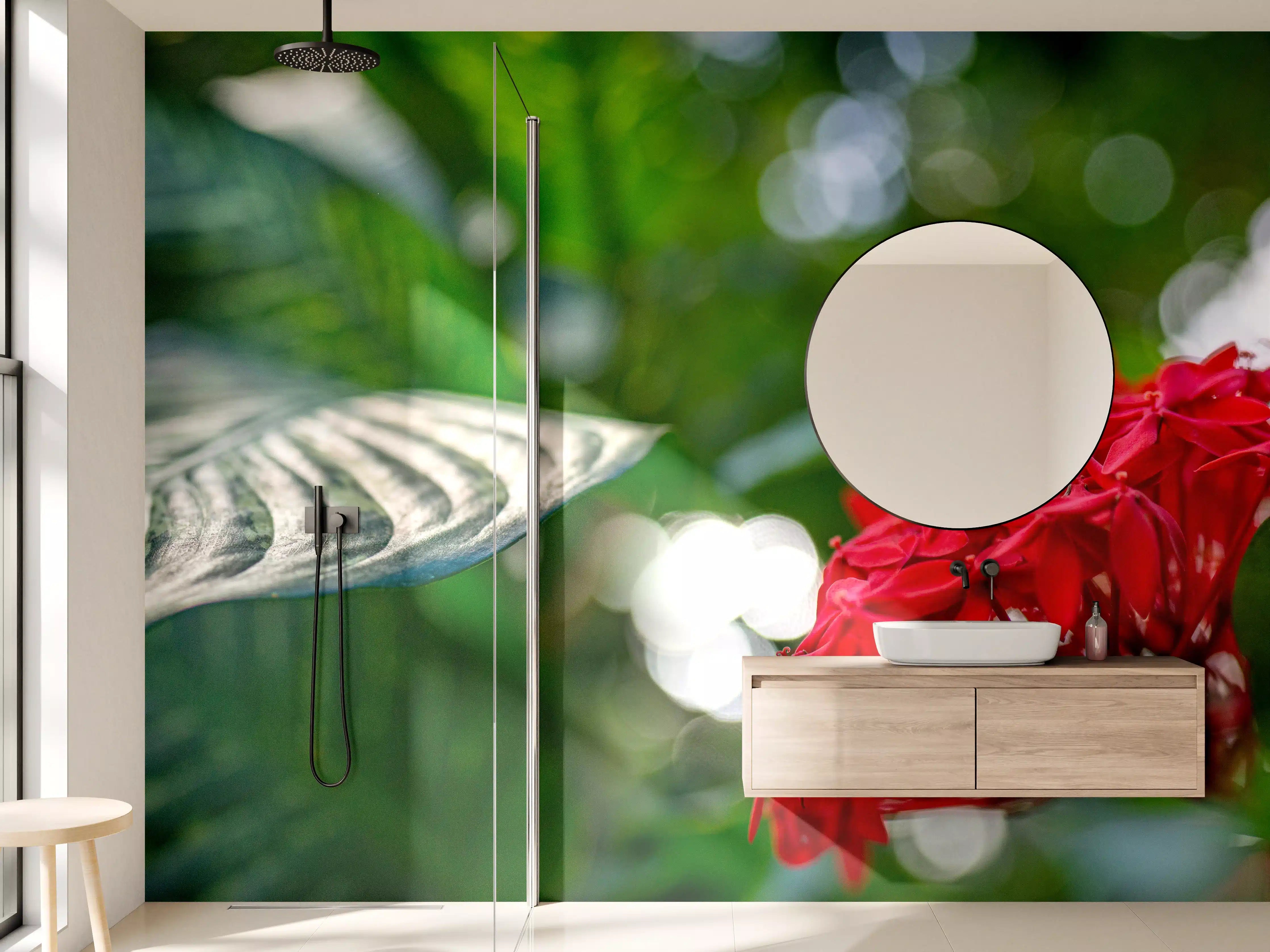 Wandverkleidung Bad - Tropisches Pflanzenmotiv