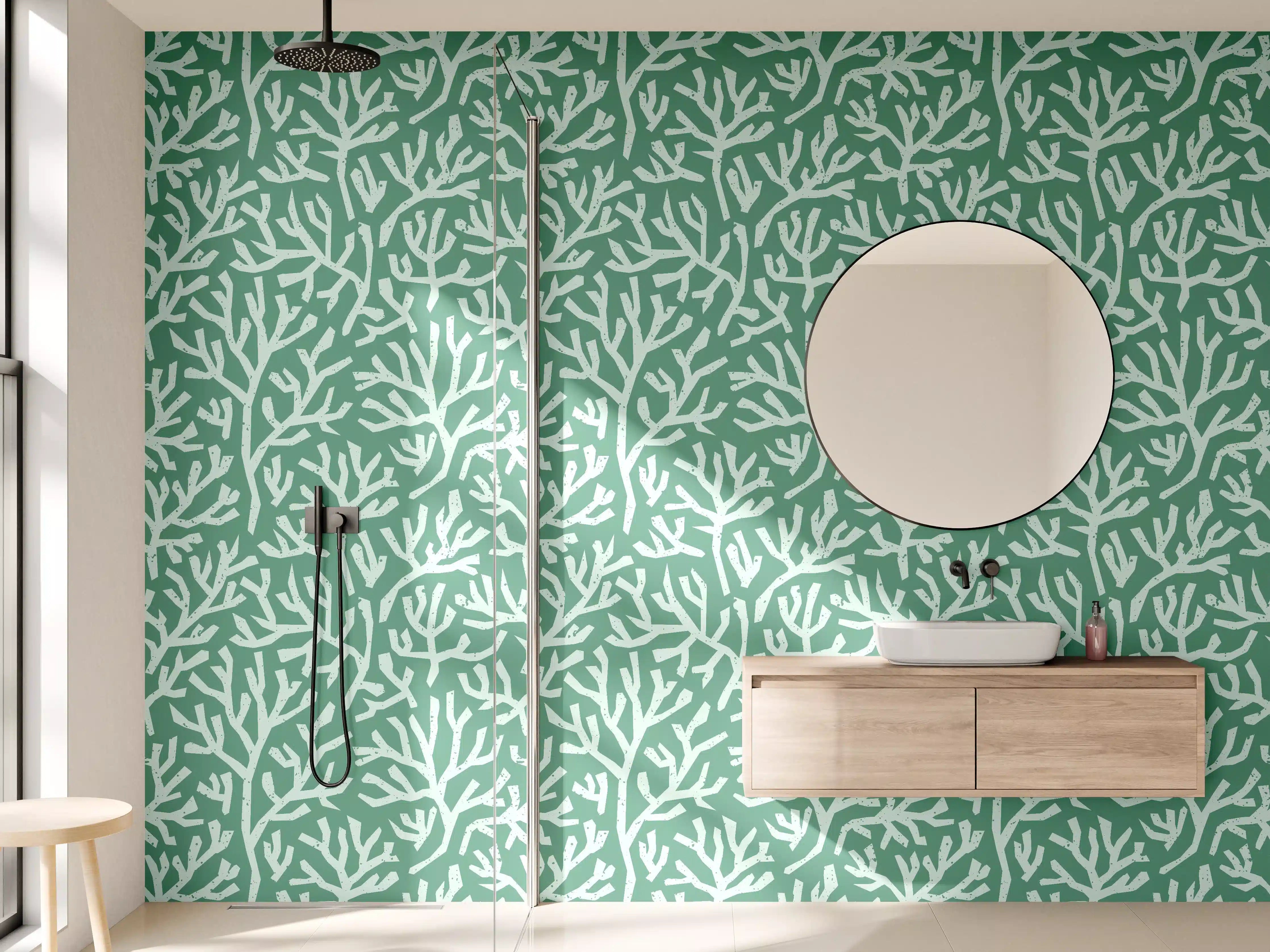 Wandverkleidung Bad - Türkis Korallen Minimal-Muster