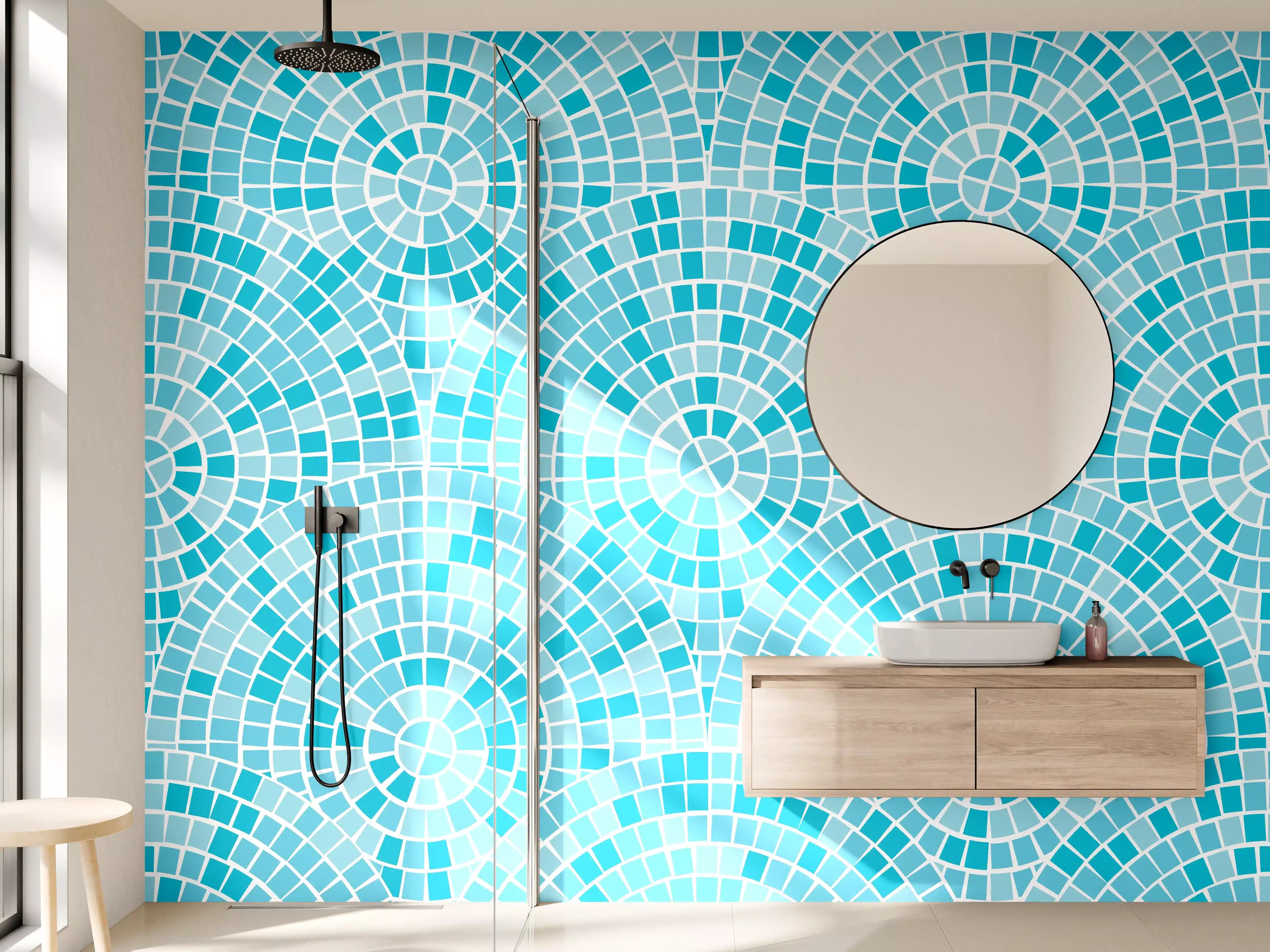 Wandverkleidung Bad - Türkisblaue Mosaikfliesen-Struktur