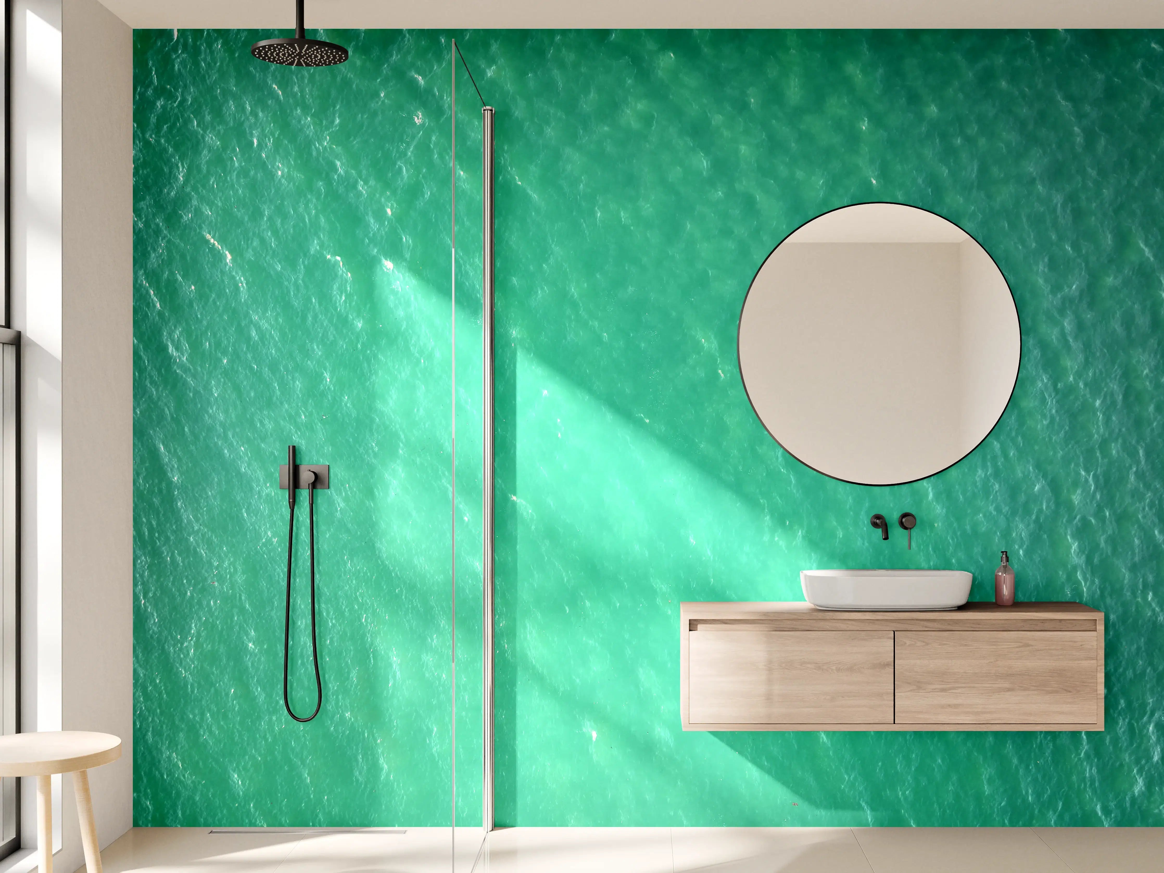 Wandverkleidung Bad - Türkisblaue Wasseroberfläche mit Reflexionen