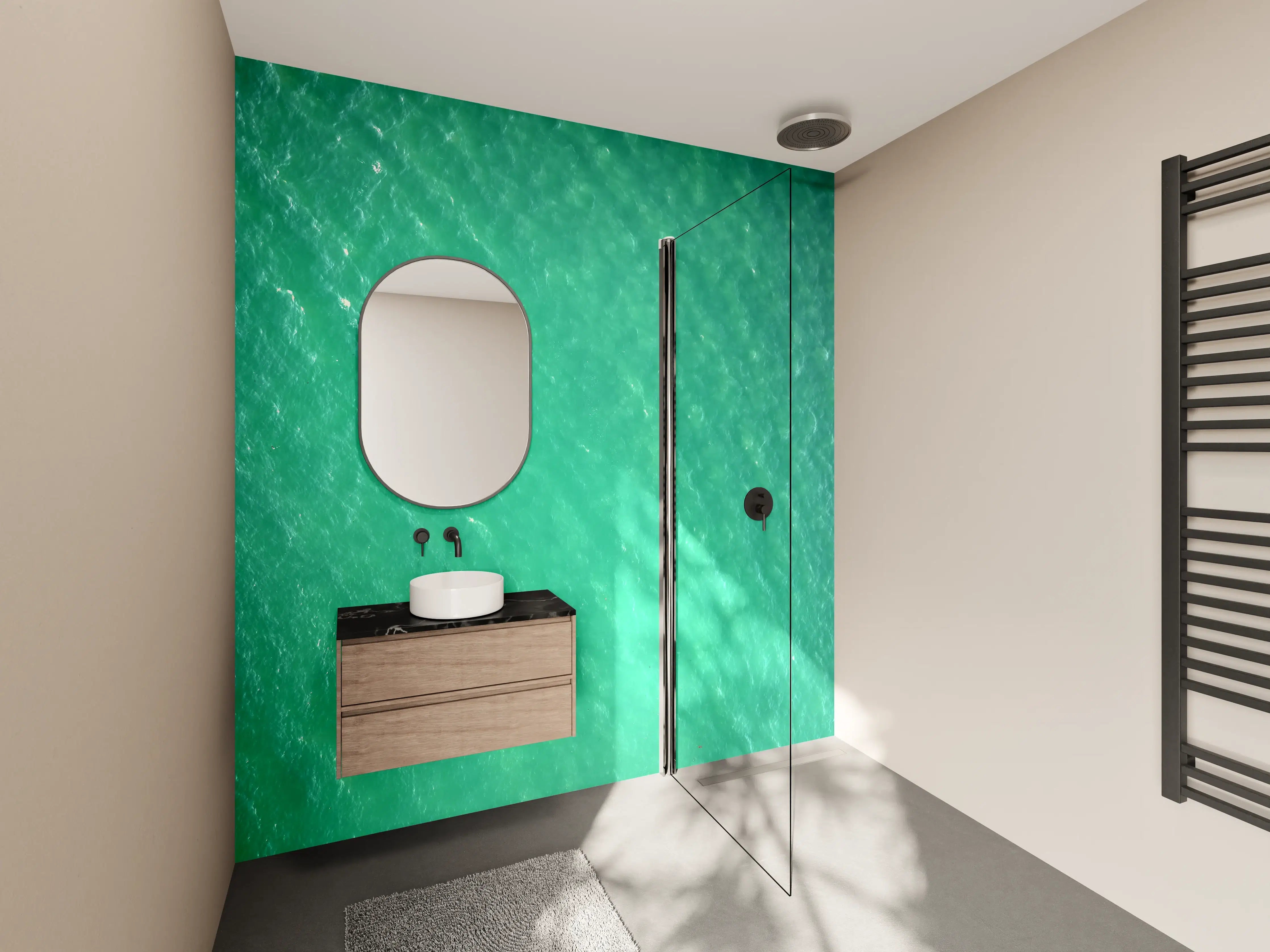 Wandverkleidung Bad - Türkisblaue Wasseroberfläche mit Reflexionen