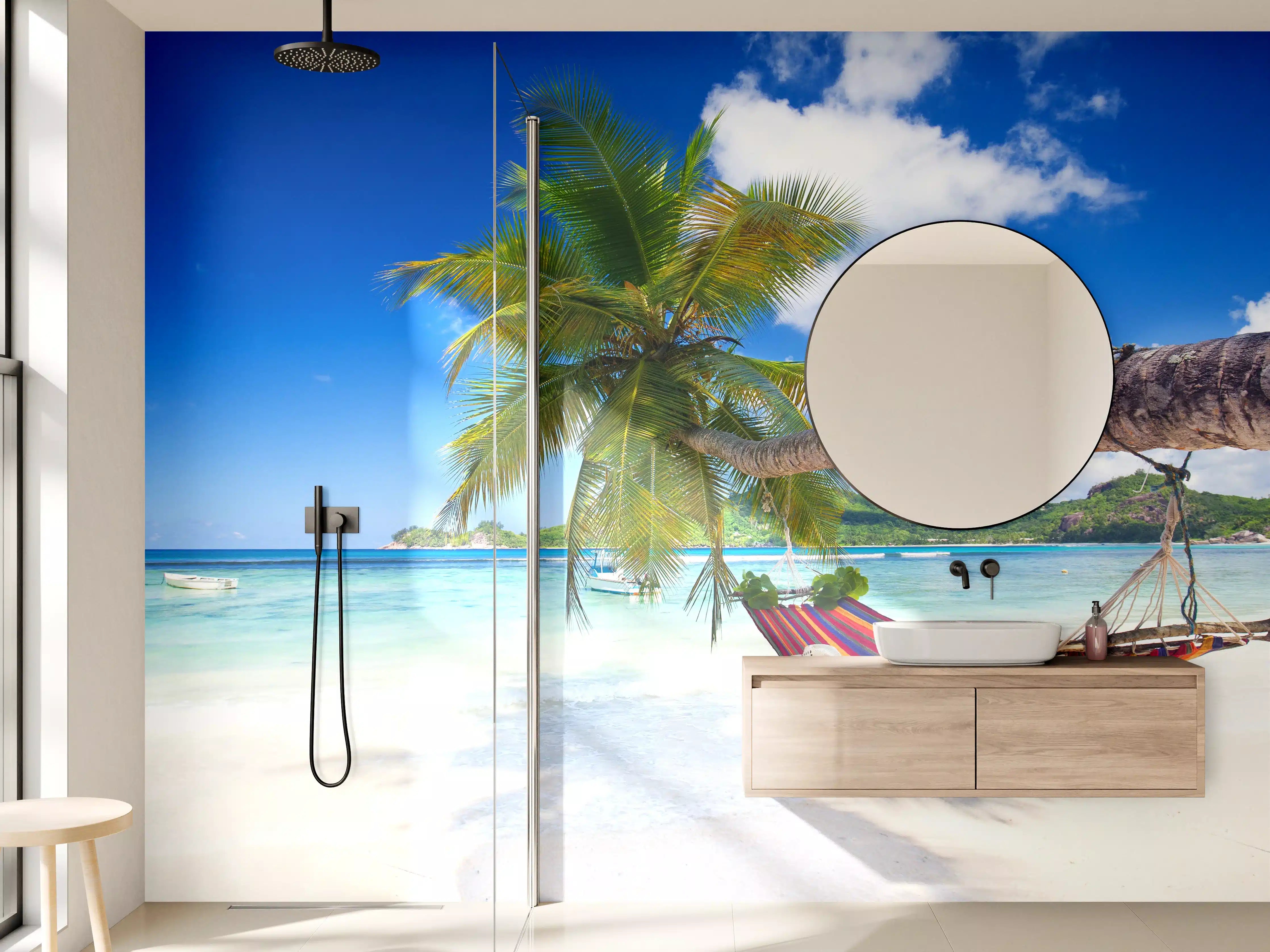 Wandverkleidung Bad - Urlaub am Strand in Seychellen