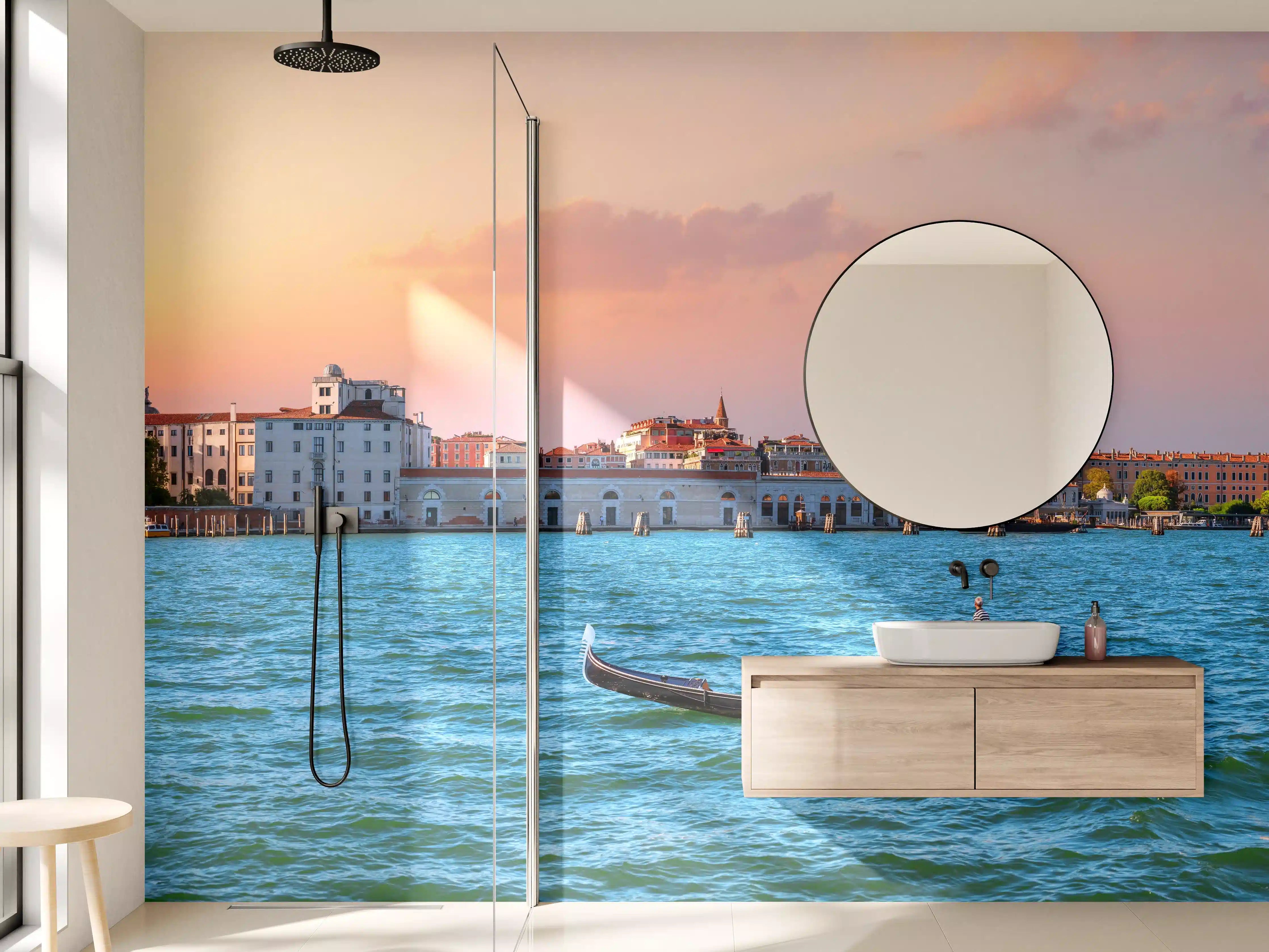 Wandverkleidung Bad - Venedig Skyline bei Sonnenuntergang