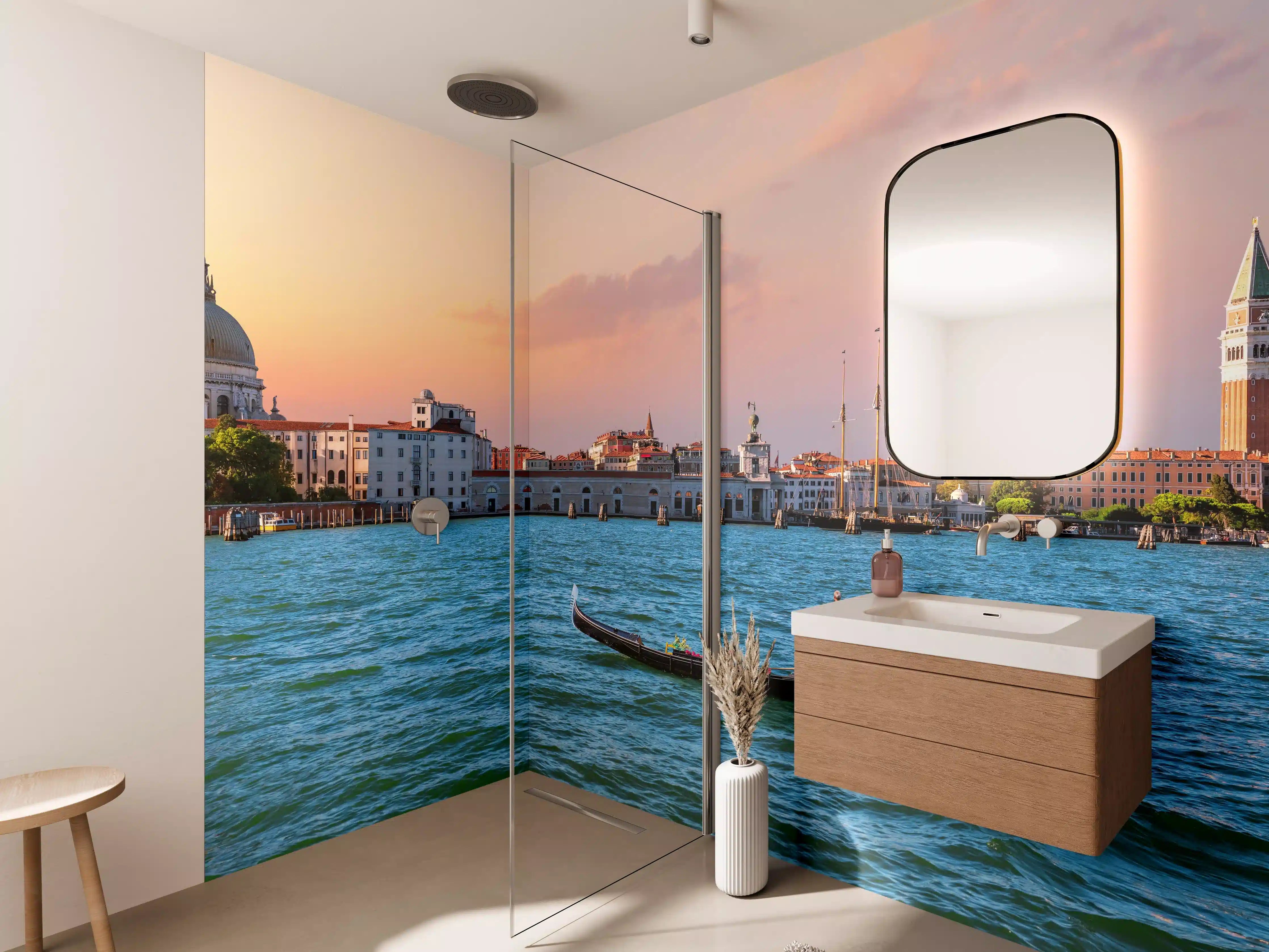 Wandverkleidung Bad - Venedig Skyline bei Sonnenuntergang