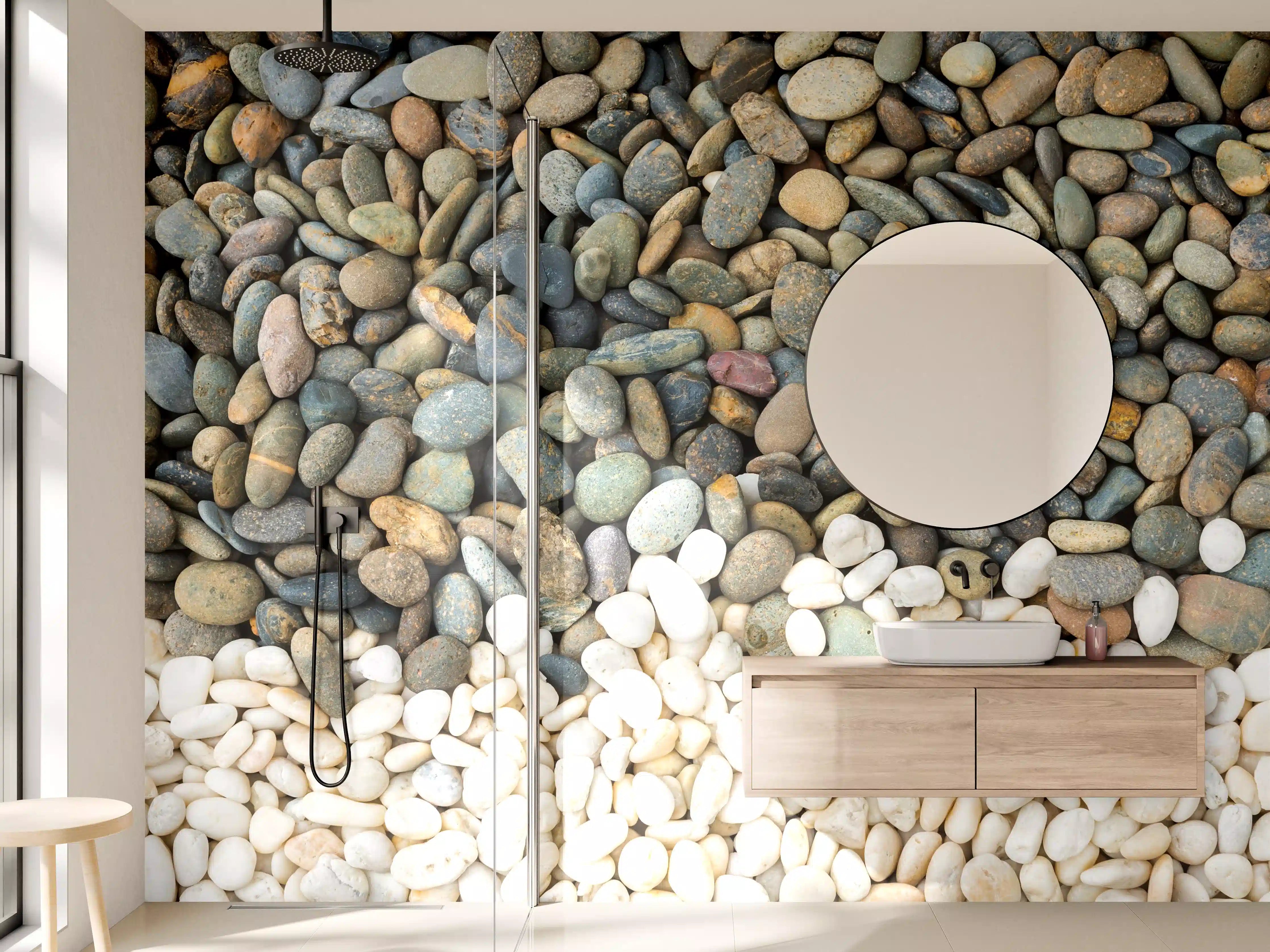Wandverkleidung Bad - Verschiedene bunte Kieselsteine in verschiedenen Farben