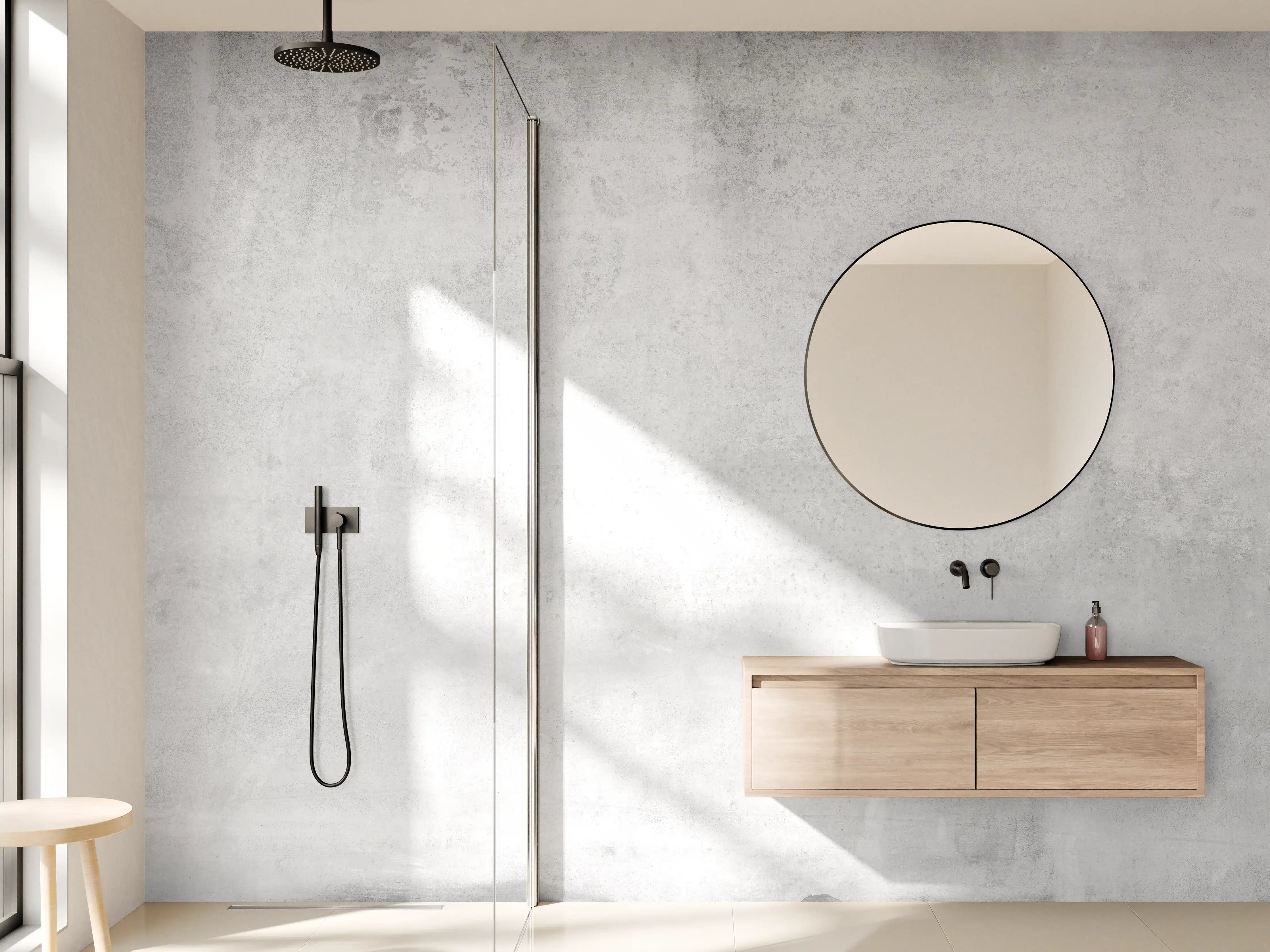 Wandverkleidung Bad - Verwitterte graue Zementwand