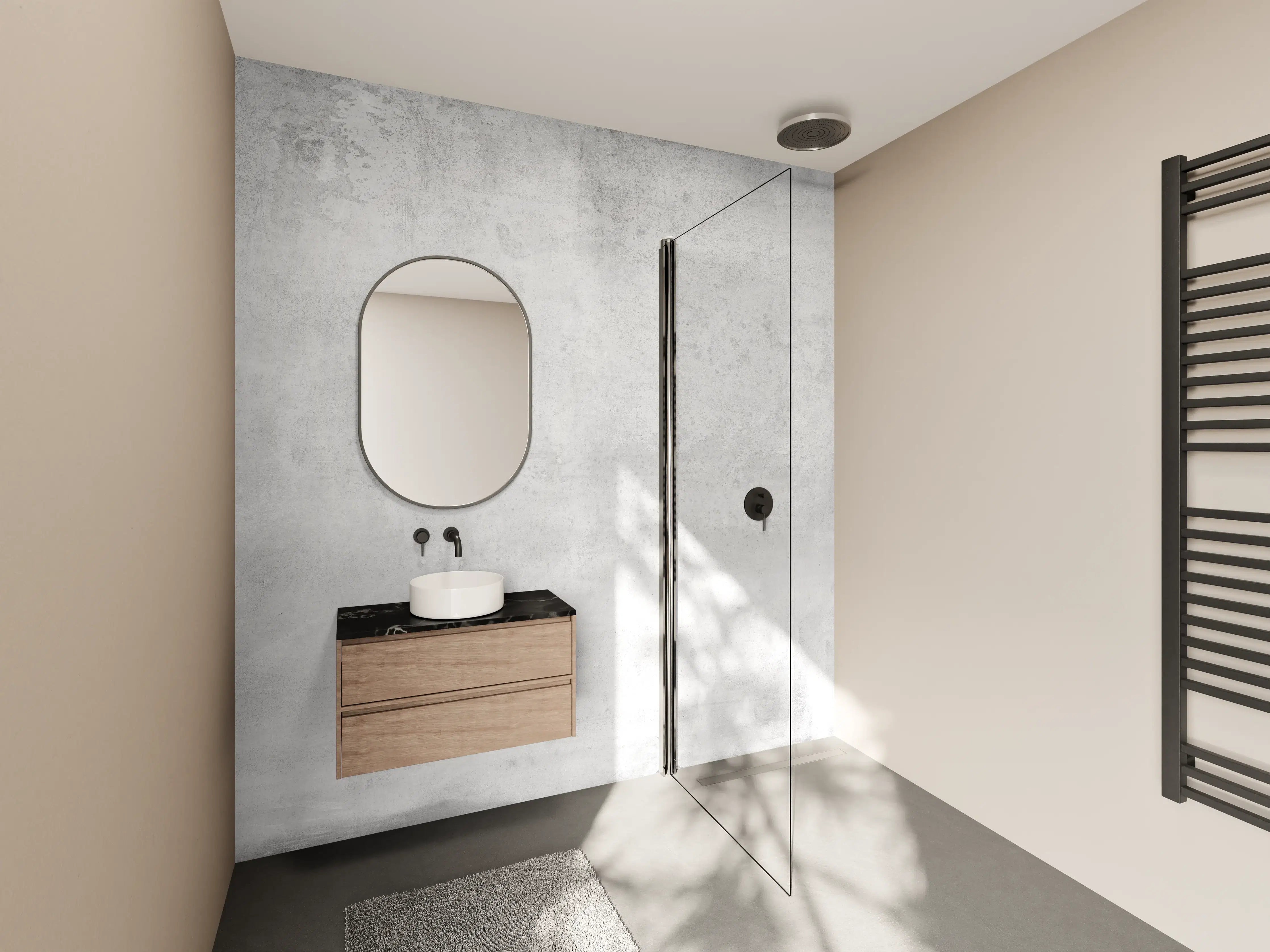 Wandverkleidung Bad - Verwitterte graue Zementwand