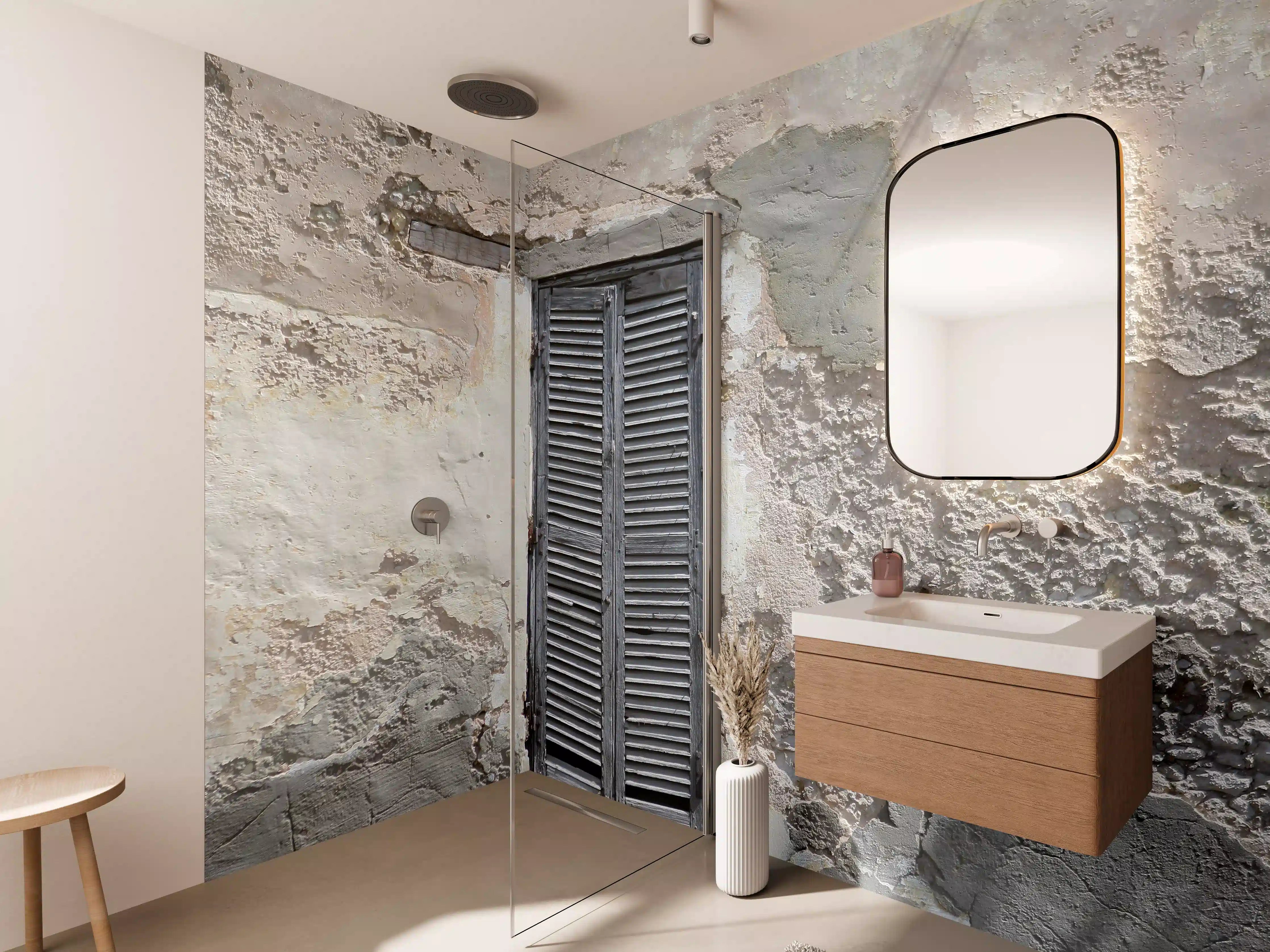 Wandverkleidung Bad - Verwittertes Fenster in alter Wand