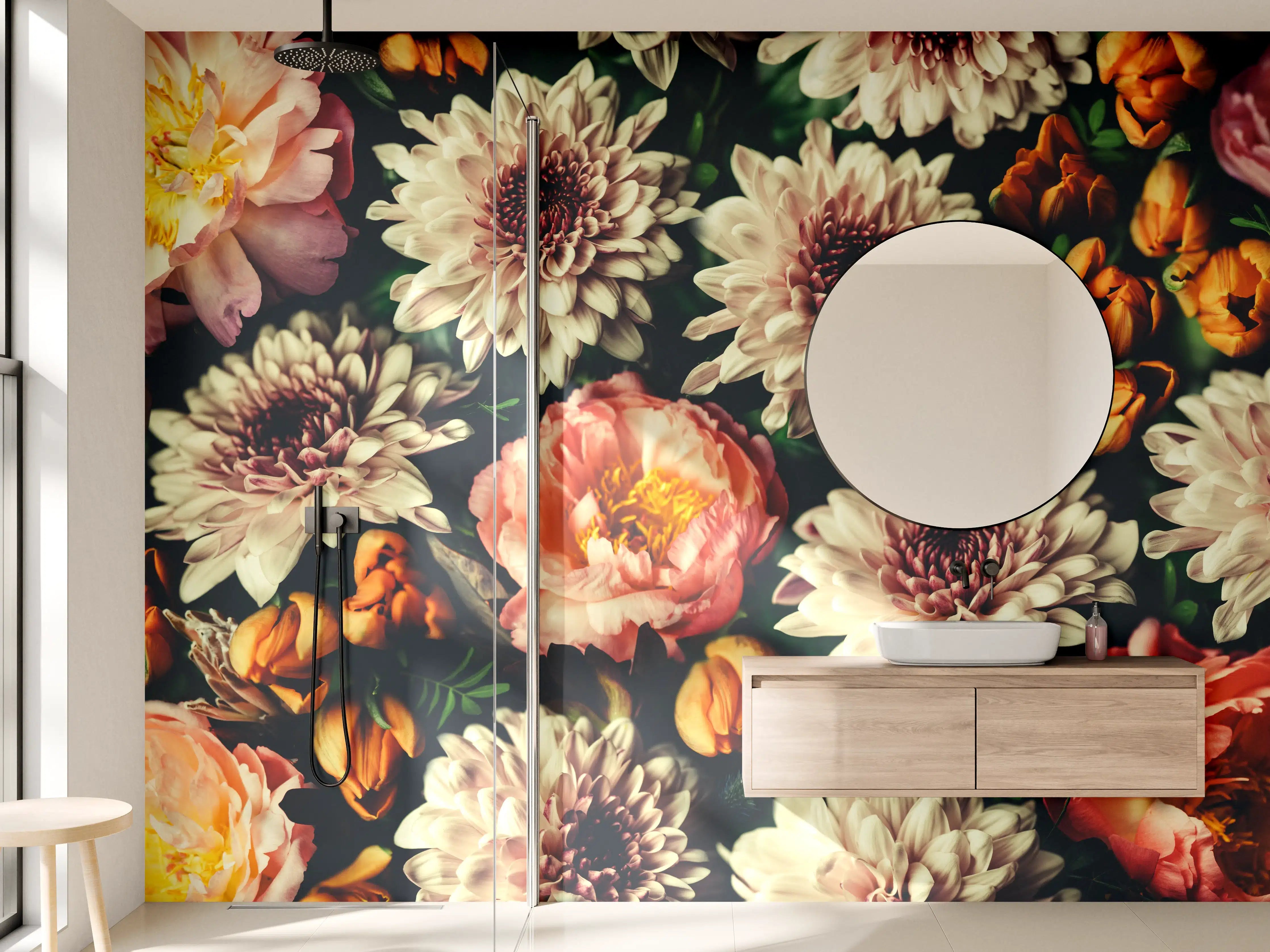 Wandverkleidung Bad - Vintage-Bouquet mit schönen Blumen
