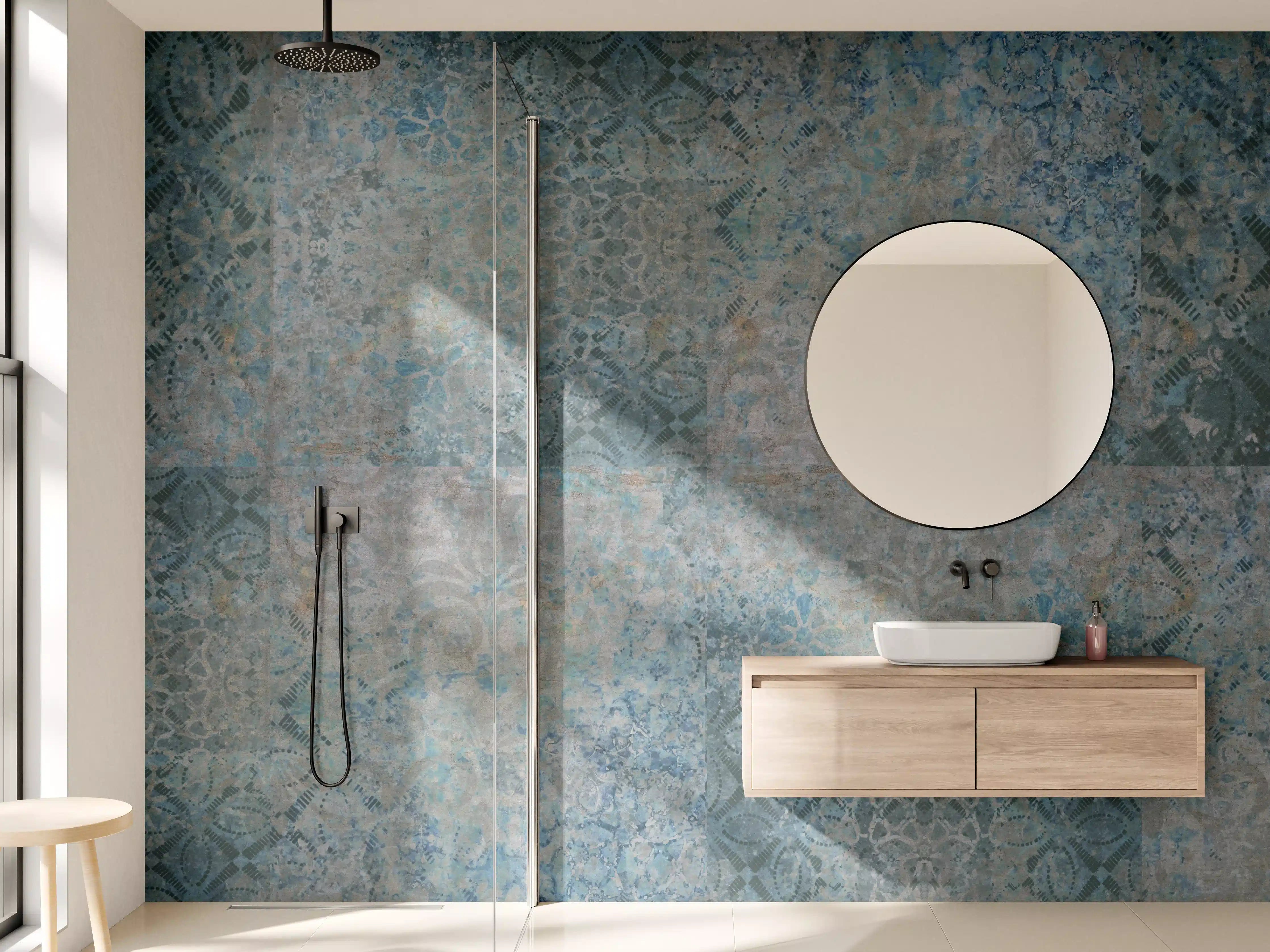 Wandverkleidung Bad - Vintage-Türkis-Grau-Mosaikfliesen