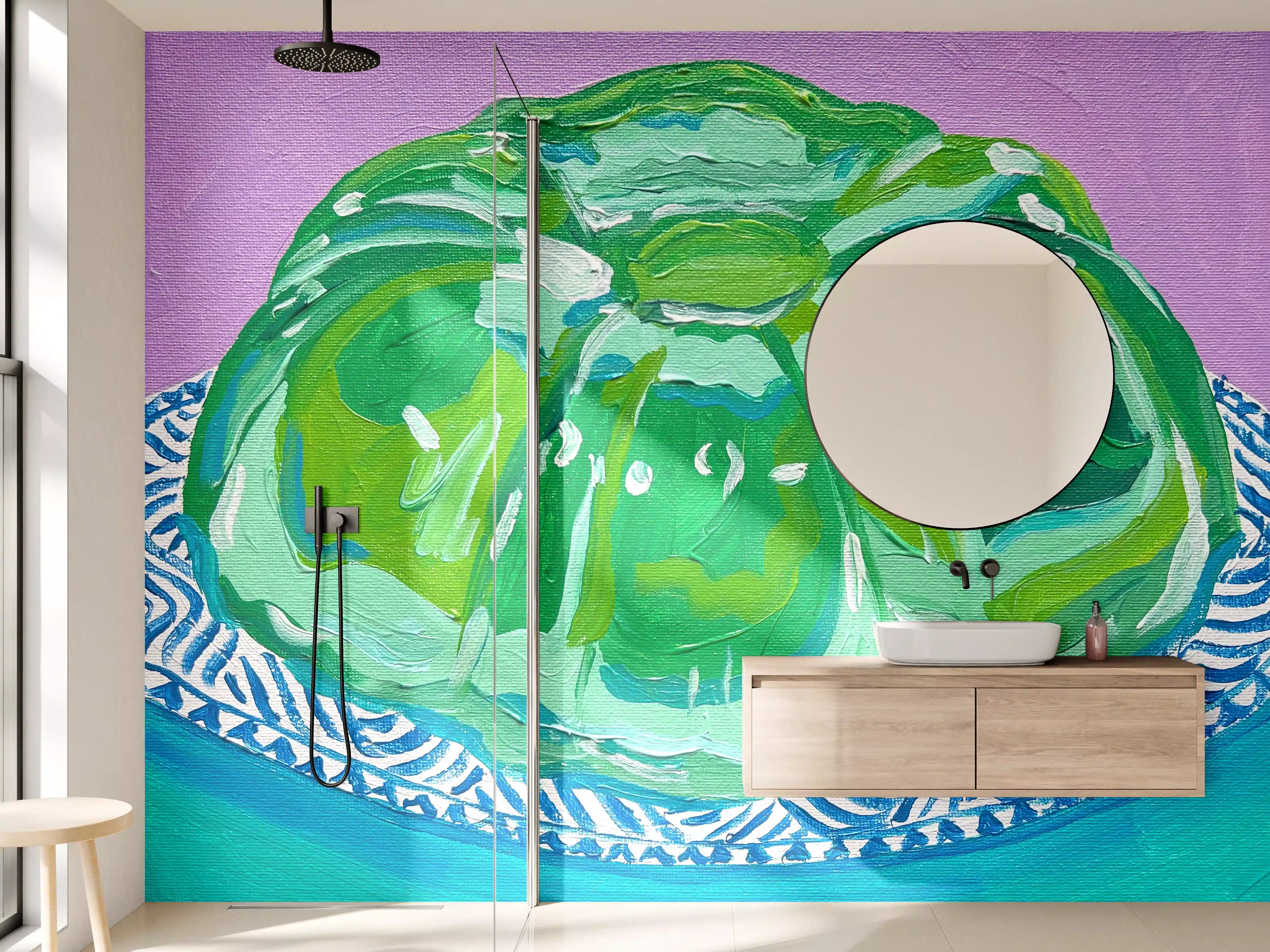 Wandverkleidung Bad - Wackelpudding - Acryl Gemälde