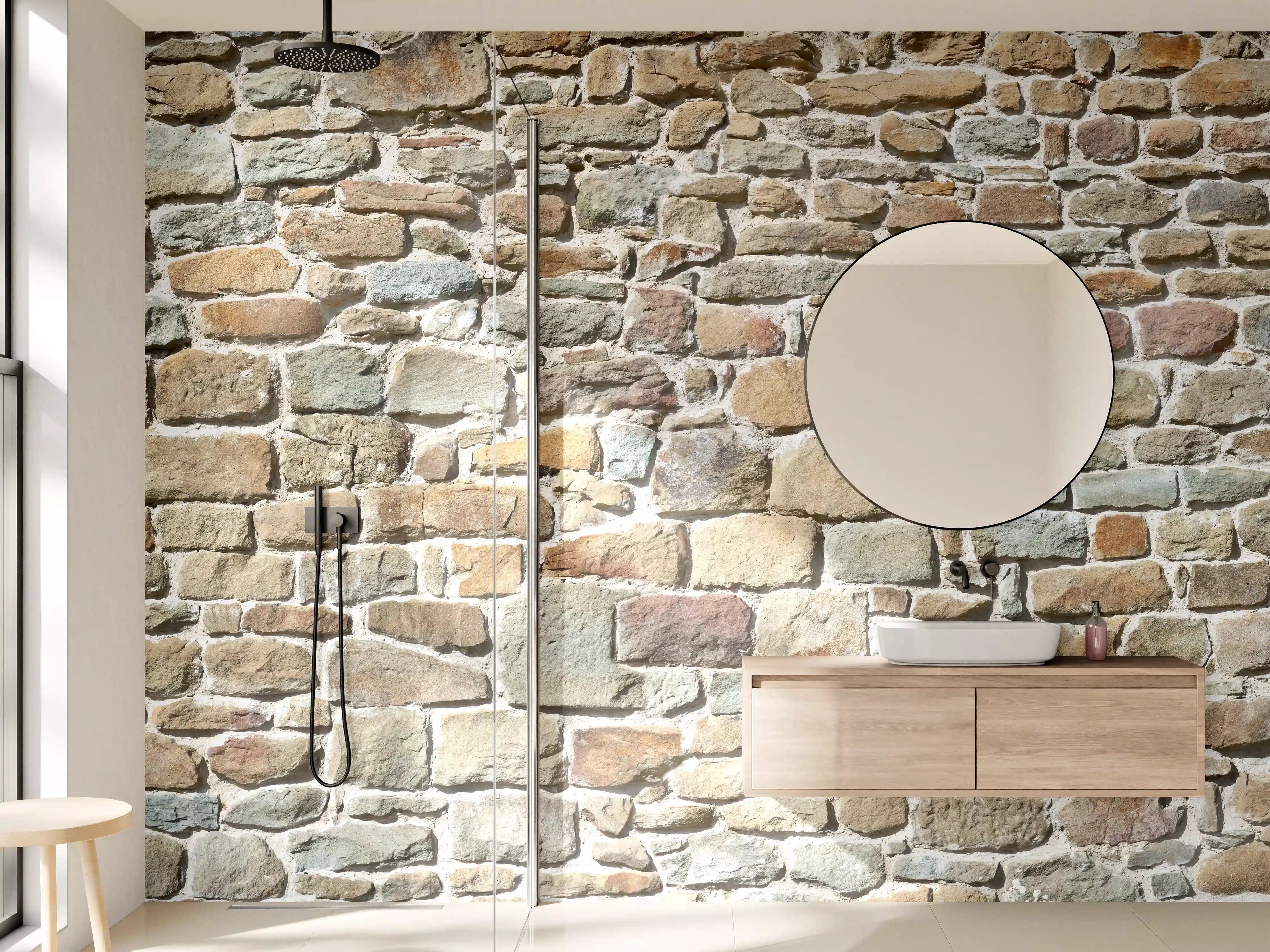 Wandverkleidung Bad - Wärmende Grautöne in Naturstein