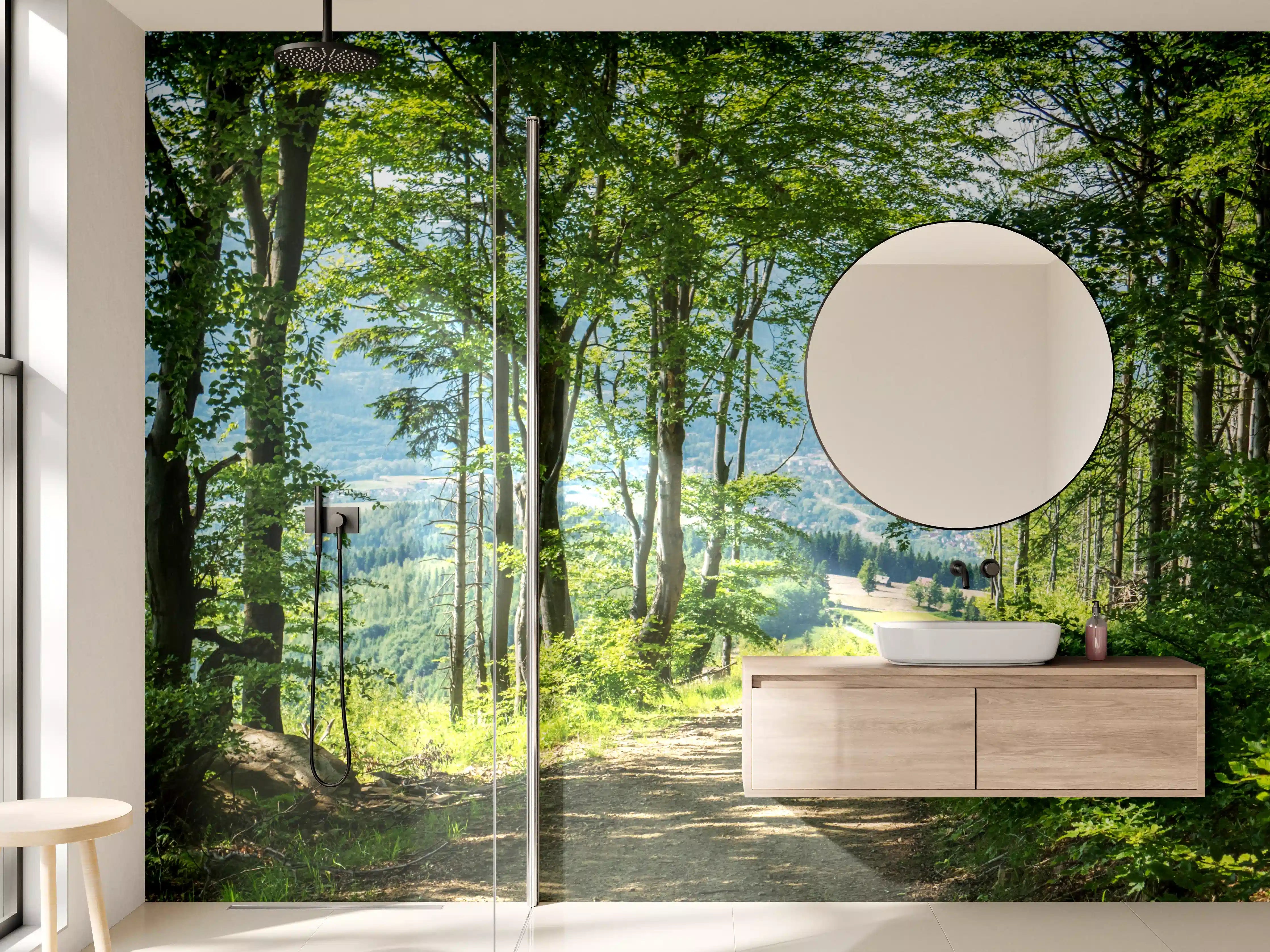 Wandverkleidung Bad - Waldweg Beskiden Polen