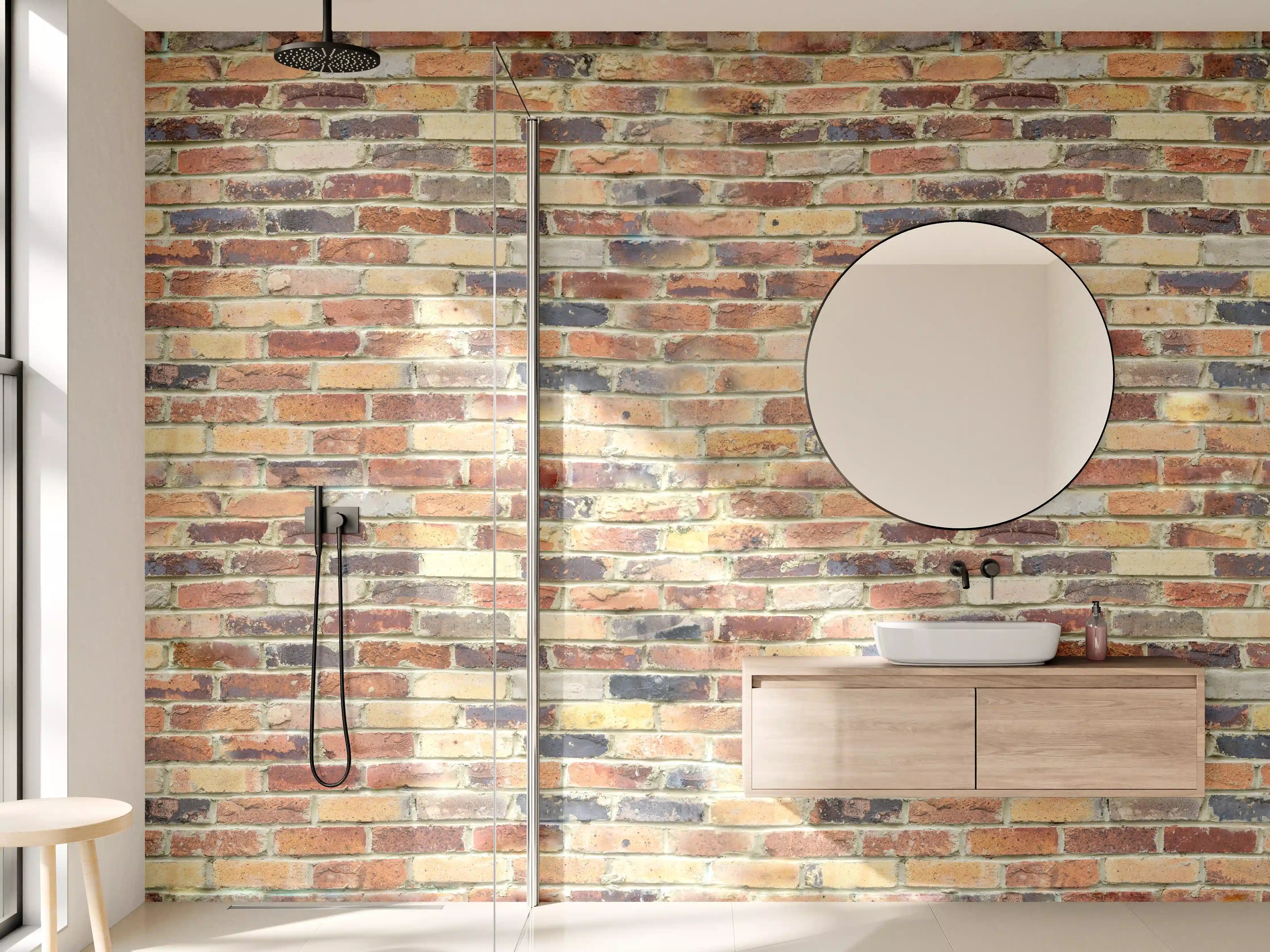 Wandverkleidung Bad - Wand aus farbigen Ziegeln