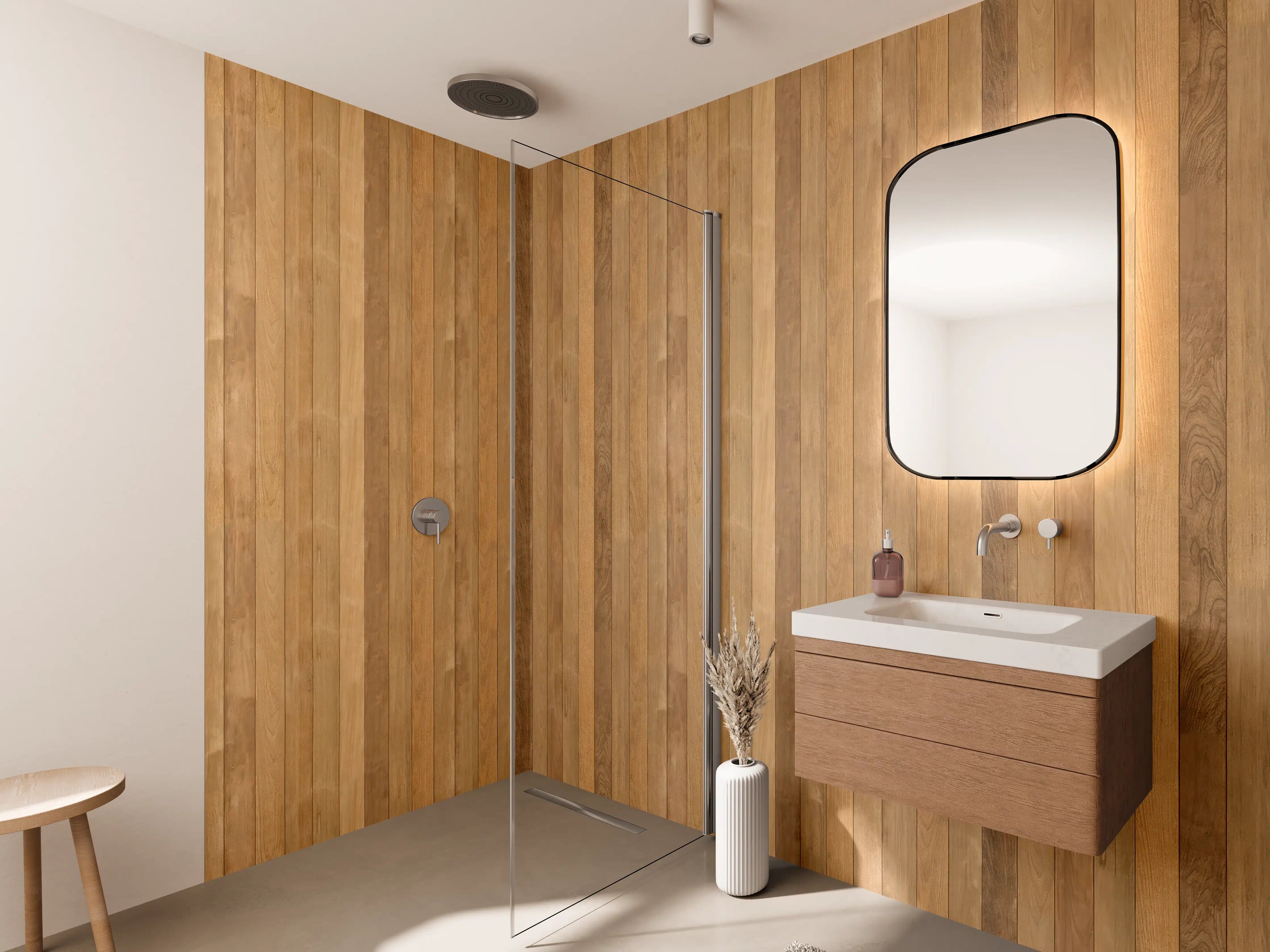 Wandverkleidung Bad - Wandpaneel aus Holz mit natürlicher Maserung