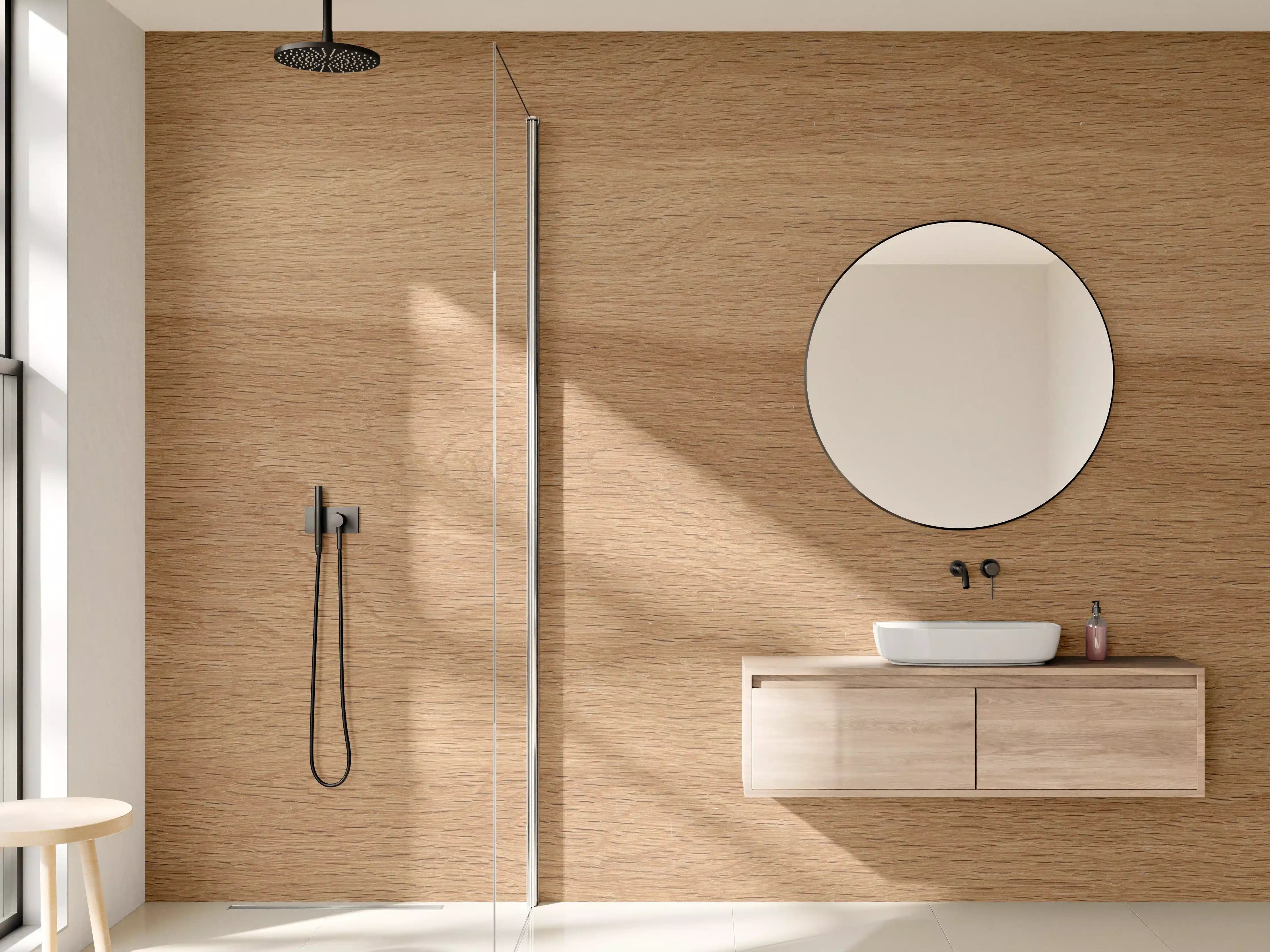 Wandverkleidung Bad - Warmbraune Eichenholz-Textur