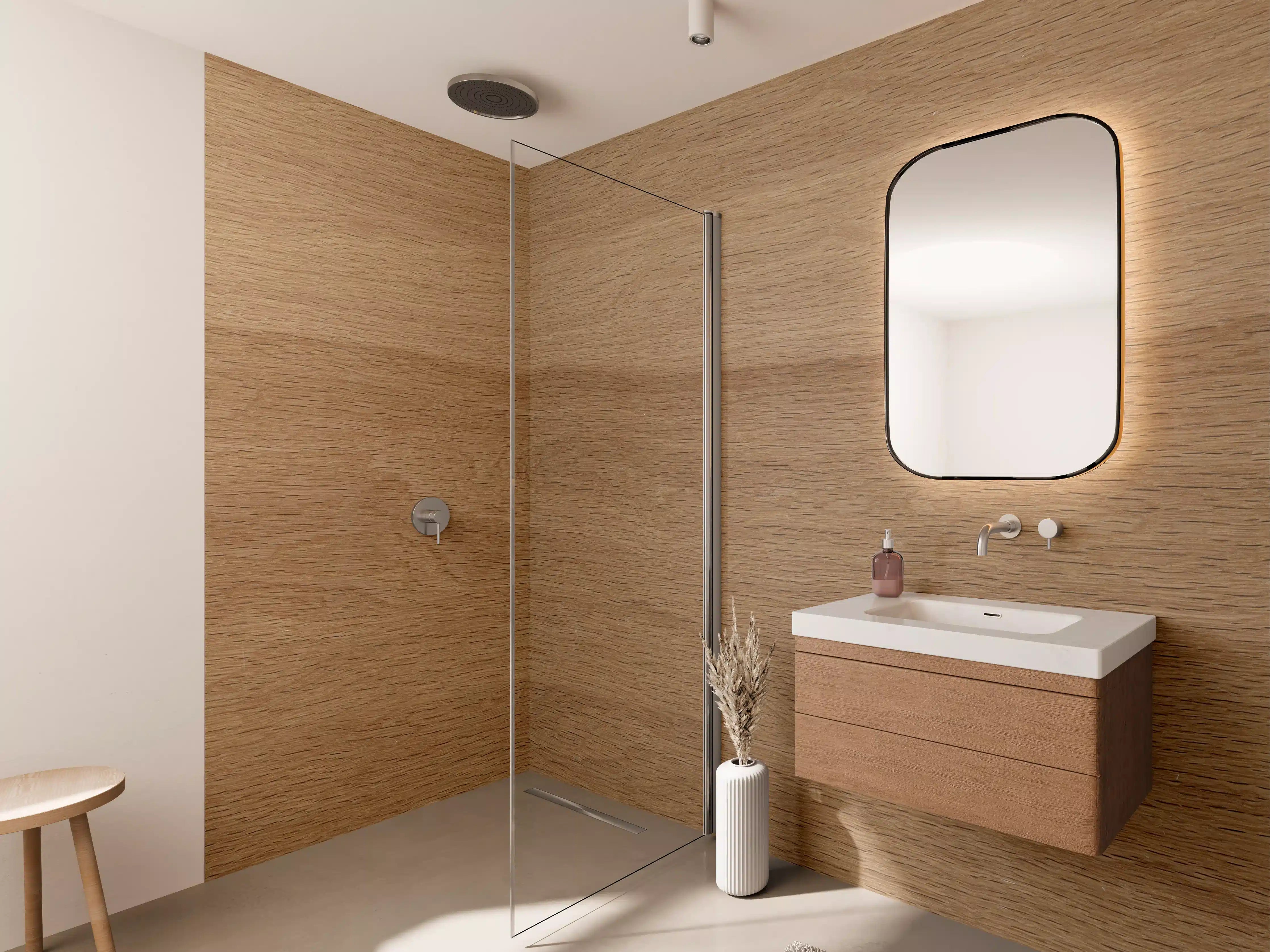 Wandverkleidung Bad - Warmbraune Eichenholz-Textur