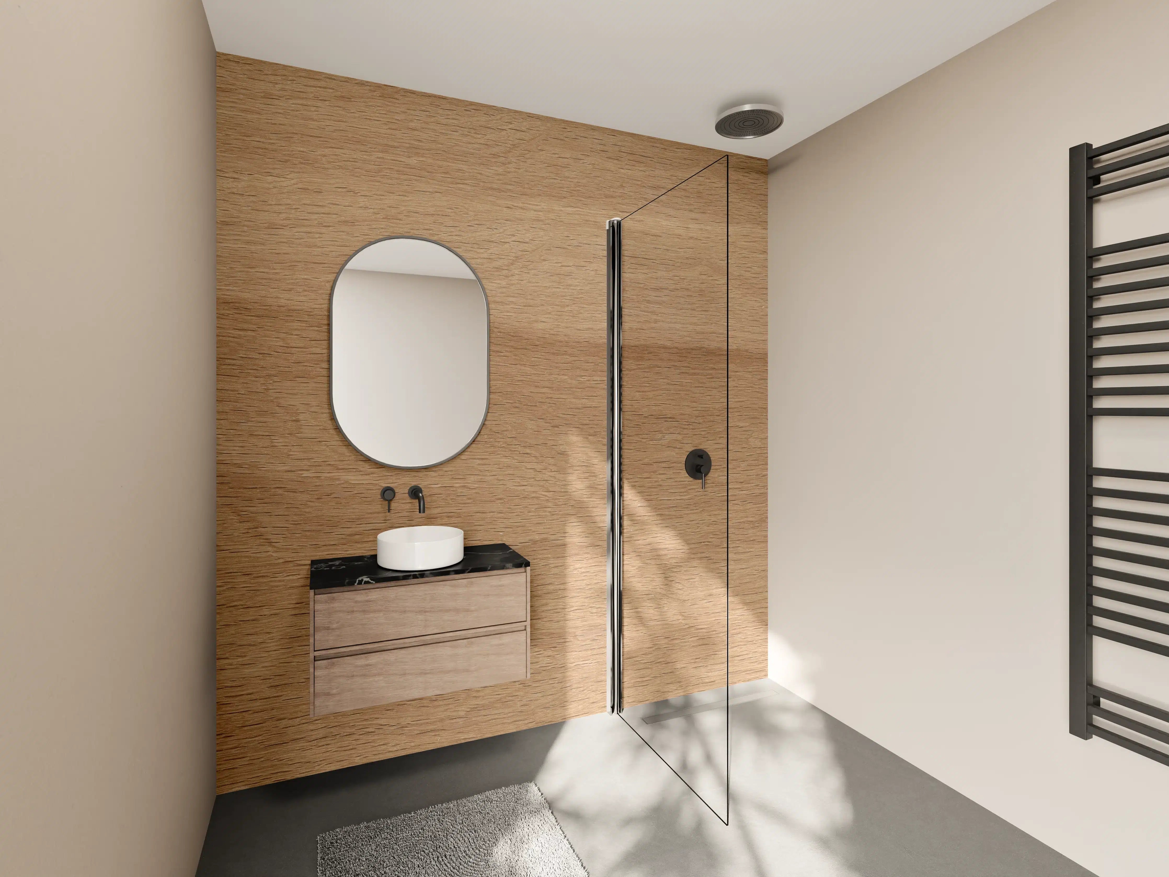 Wandverkleidung Bad - Warmbraune Eichenholz-Textur