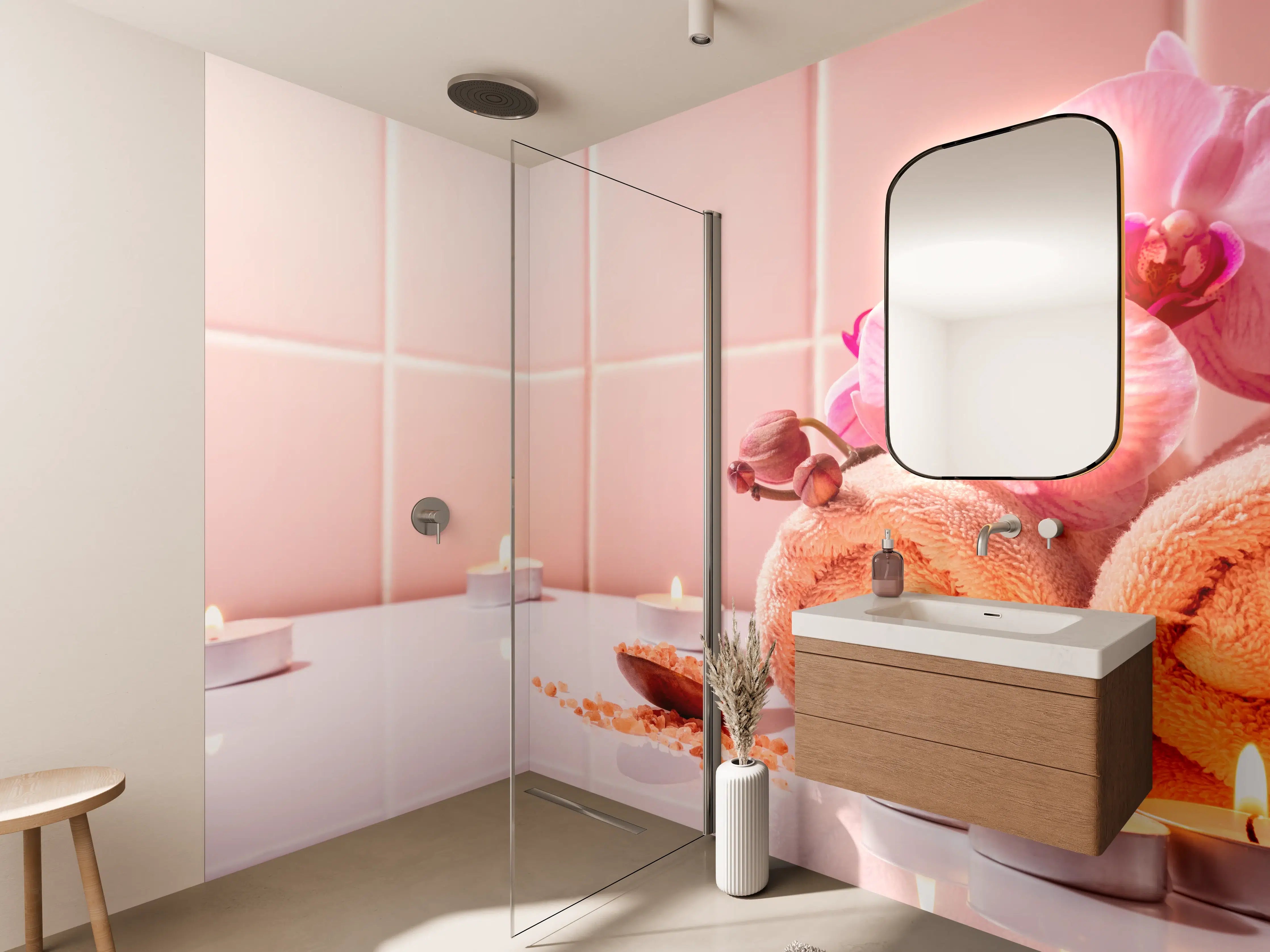 Wandverkleidung Bad - Warme Bäder- und Wellness-Atmosphäre