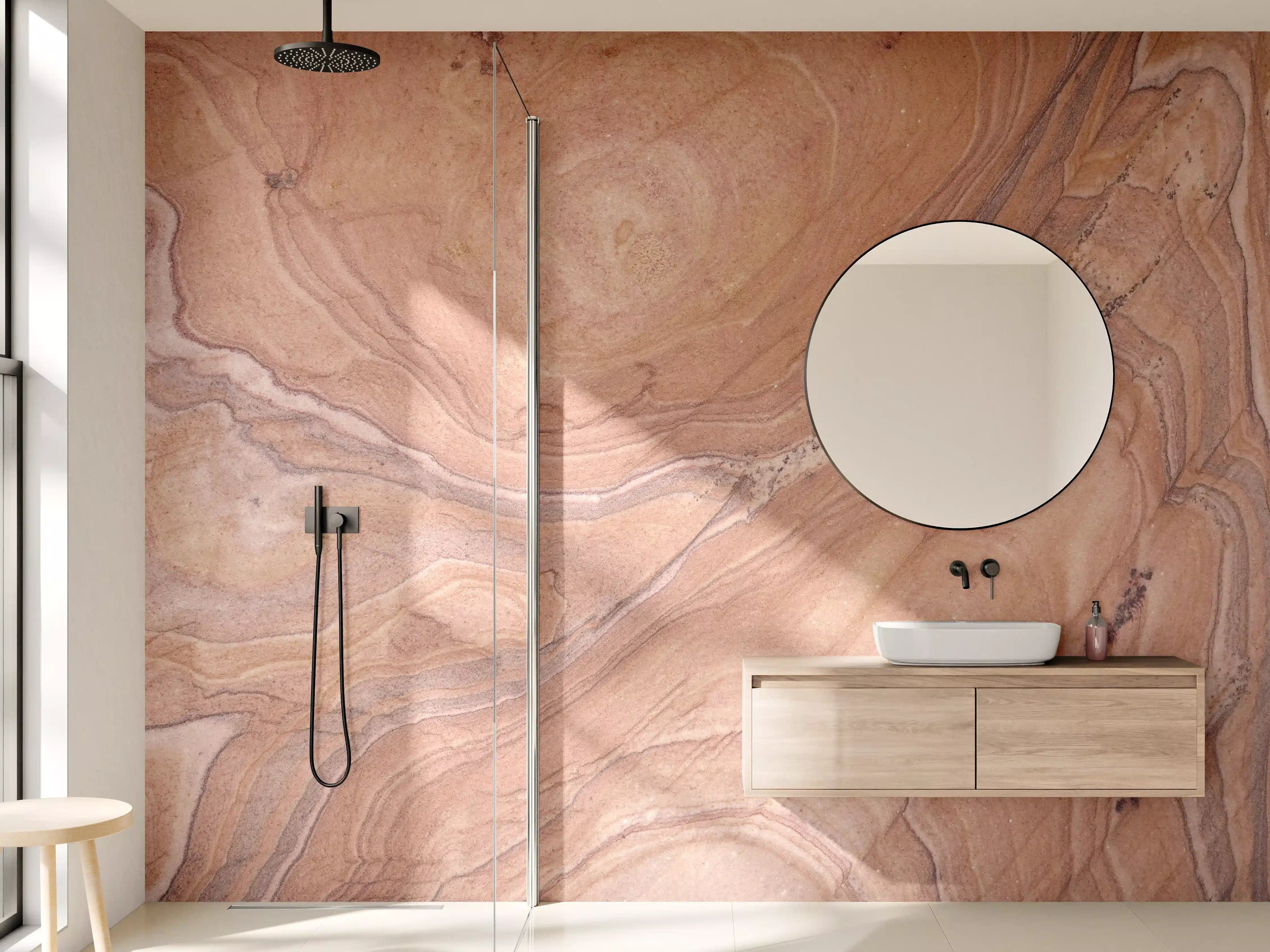Wandverkleidung Bad - Warme Holzmaserung mit Naturtextur