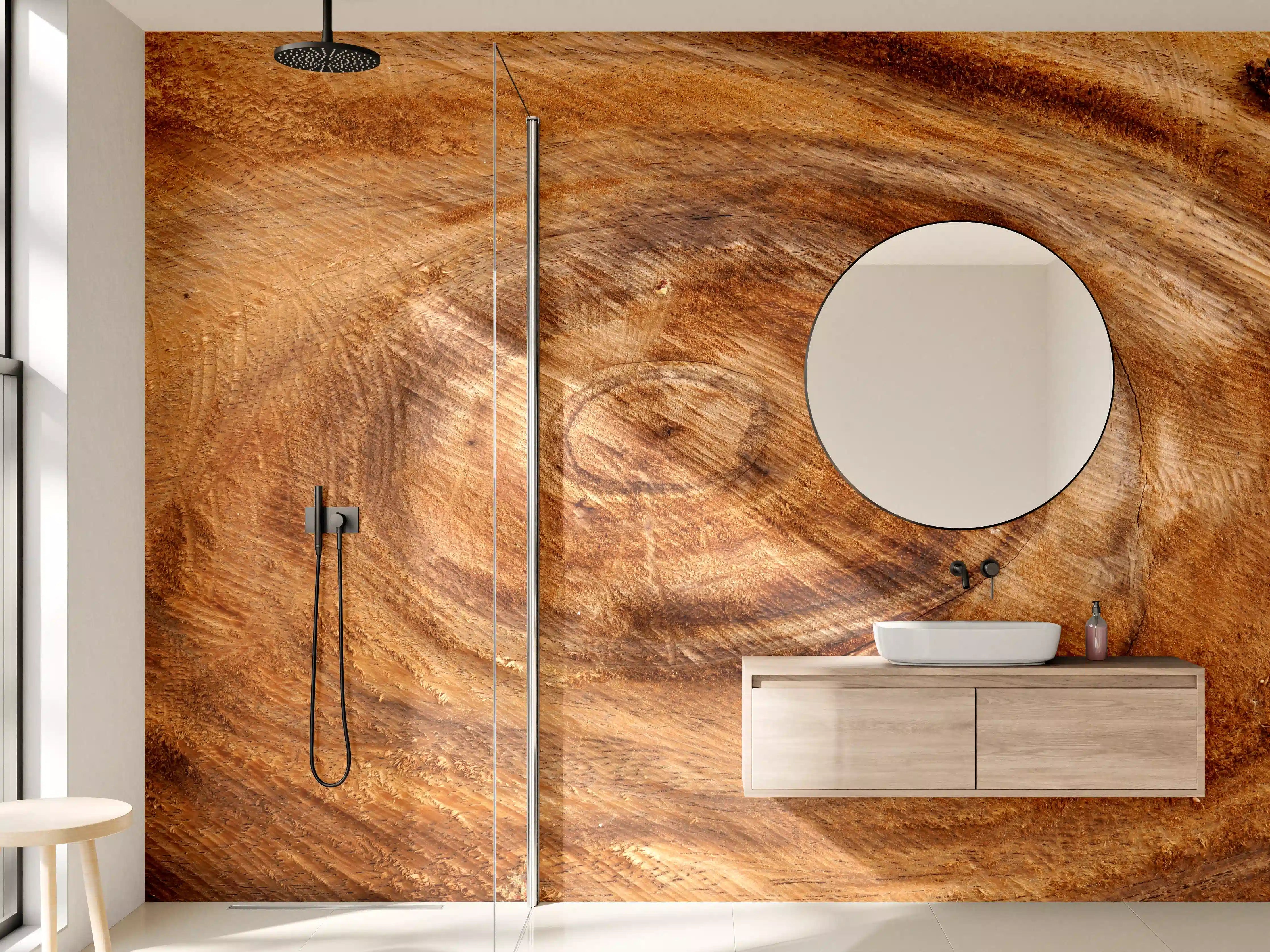 Wandverkleidung Bad - Warme Holzmaserung mit natürlichen Texturen