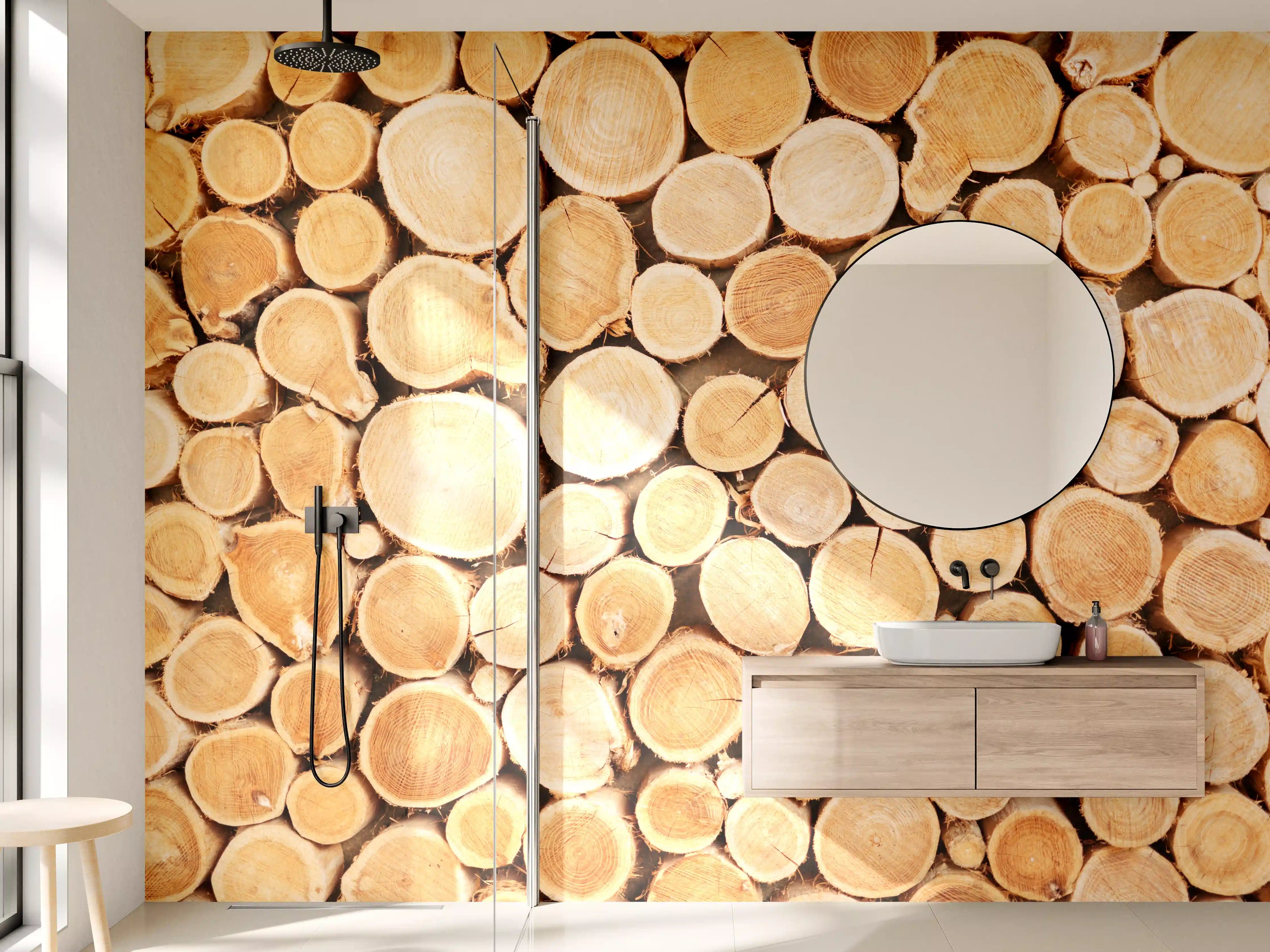 Wandverkleidung Bad - Warme Holztöne mit Grauflair