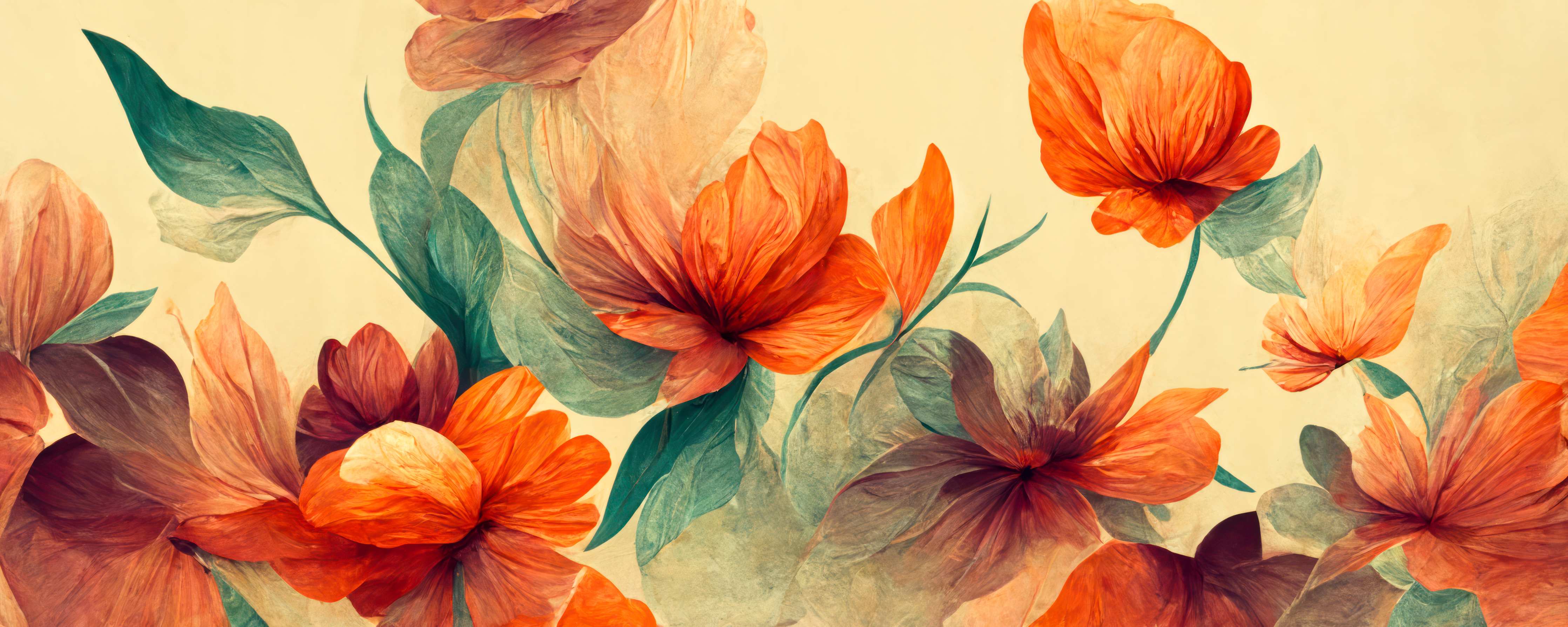 Wandverkleidung Bad-Warmer Blumenfrühlingsstrauß in Orange und Grün