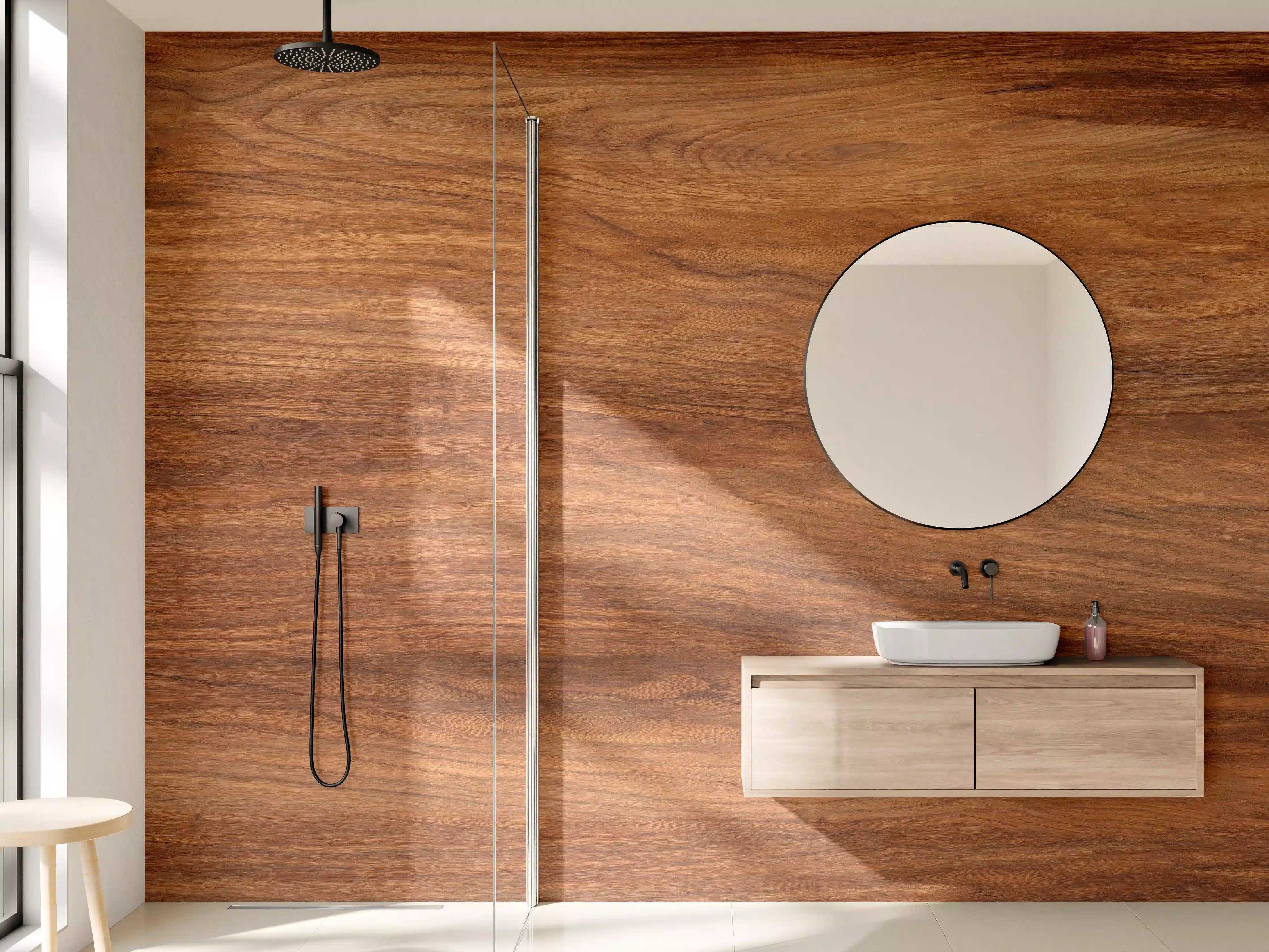 Wandverkleidung Bad - Warmer Holztextur mit natürlicher Maserung