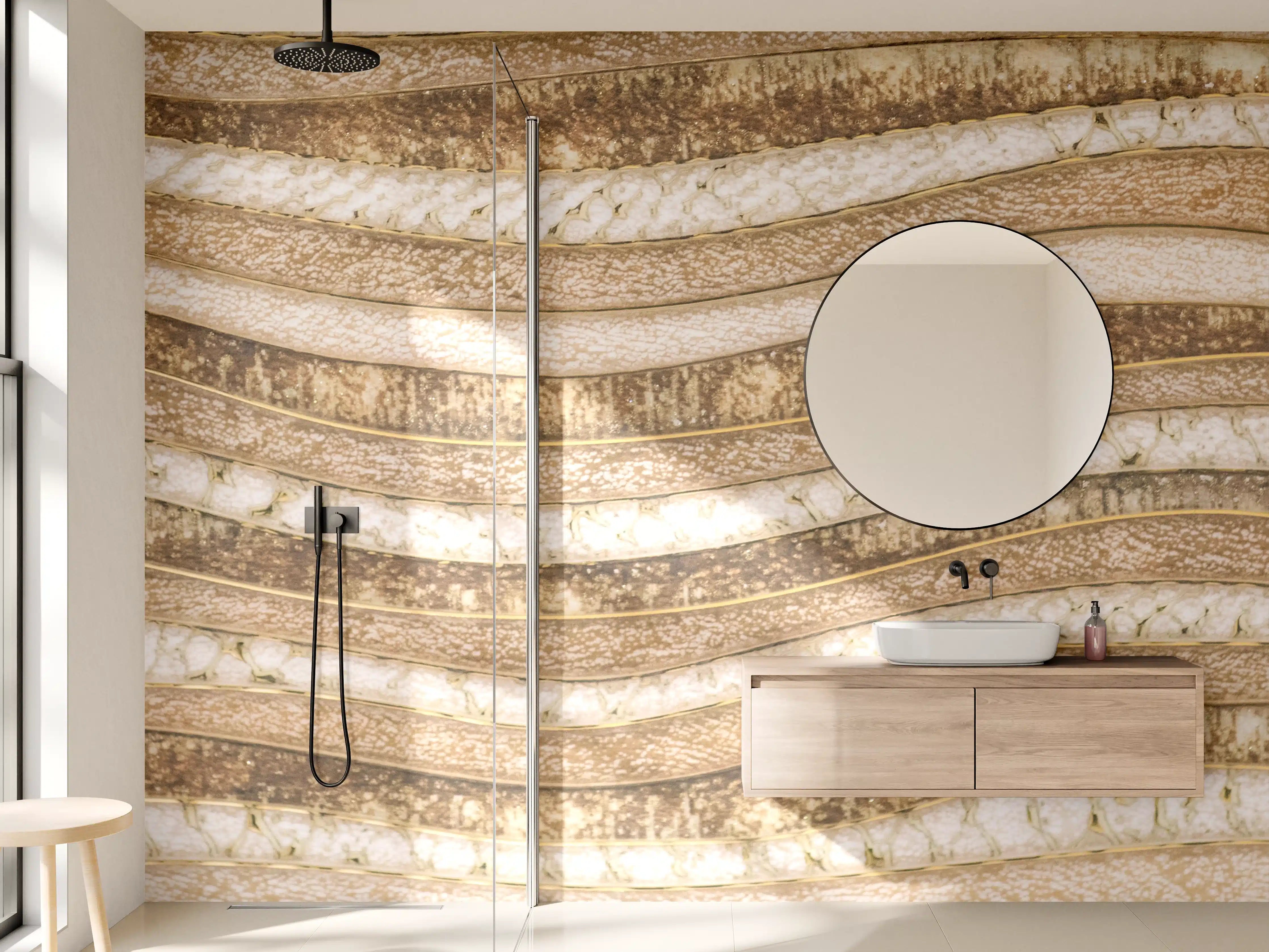 Wandverkleidung Bad - Warmes Beige mit Naturtextur