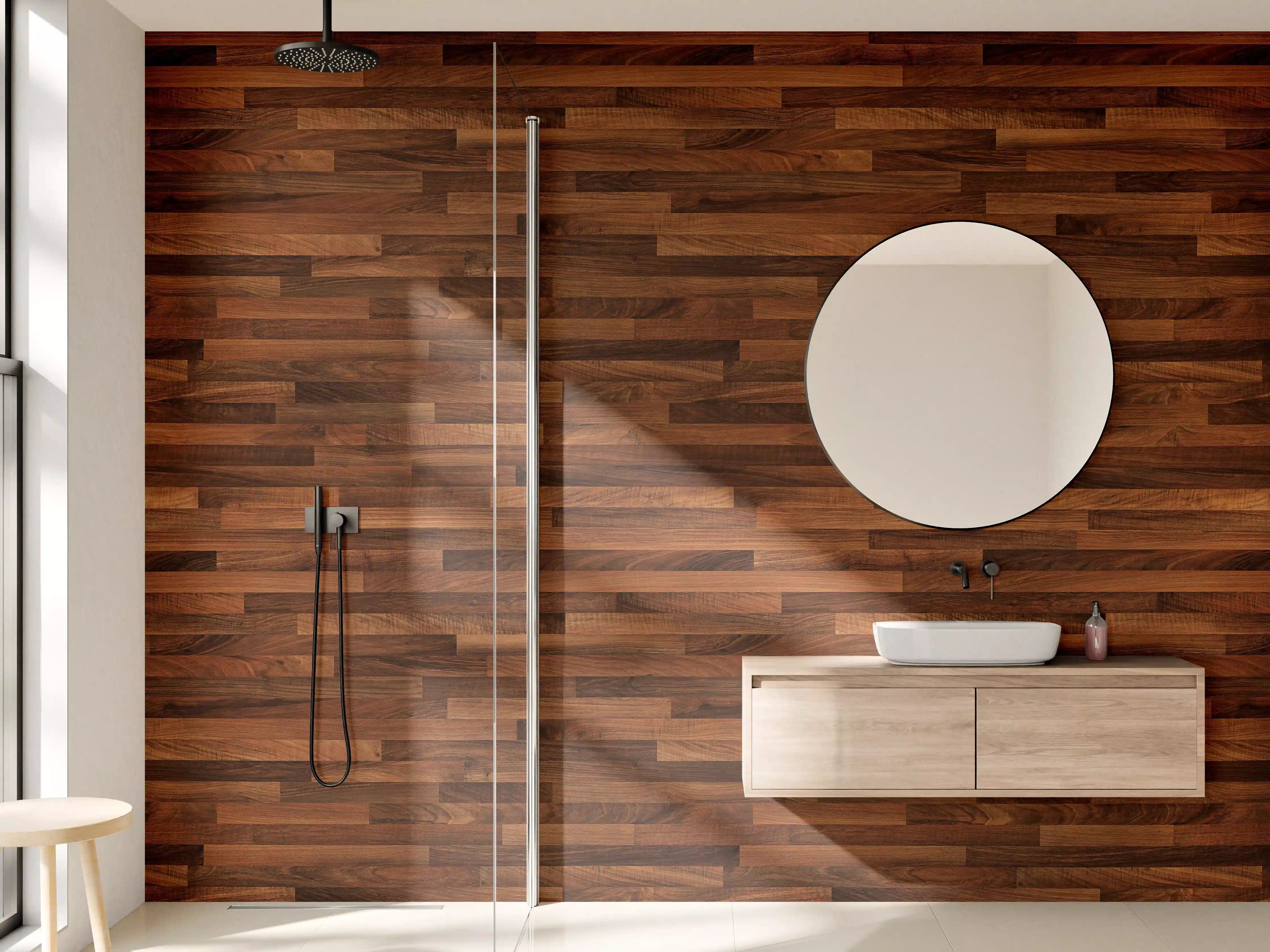 Wandverkleidung Bad - Warmes Holzdesign mit Naturtextur