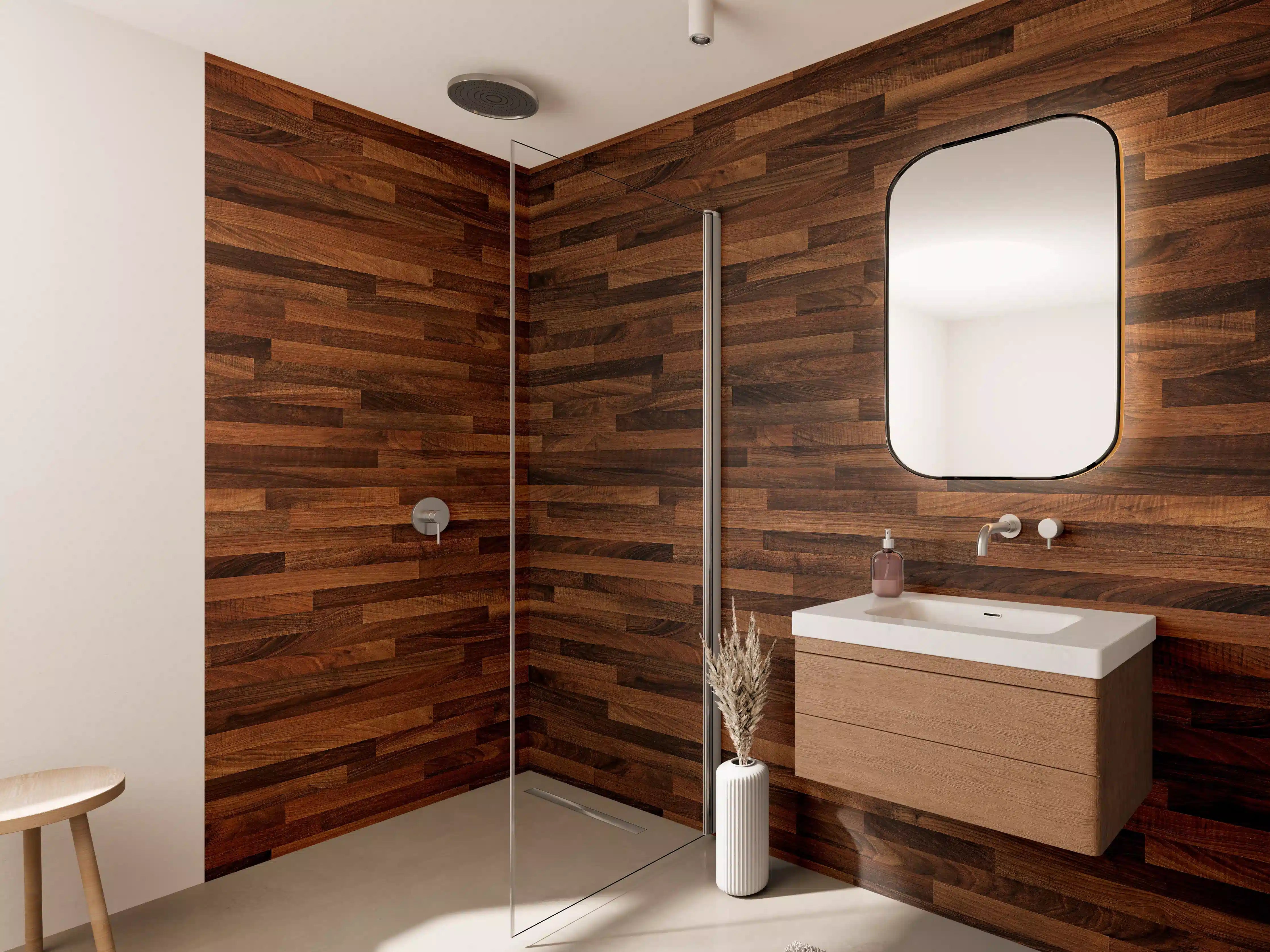 Wandverkleidung Bad - Warmes Holzdesign mit Naturtextur