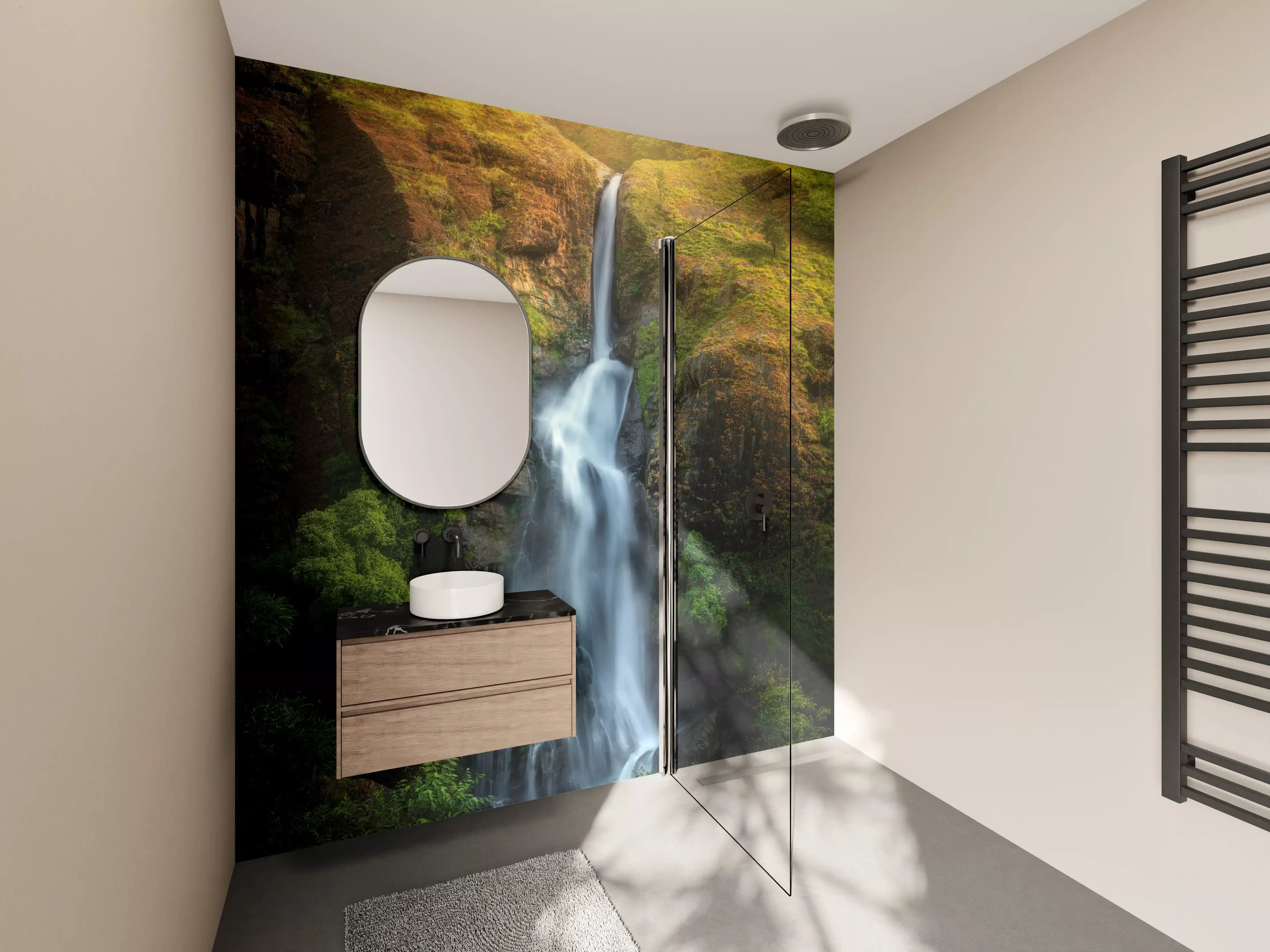 Wandverkleidung Bad - Wasserfall im Wald von Nepal