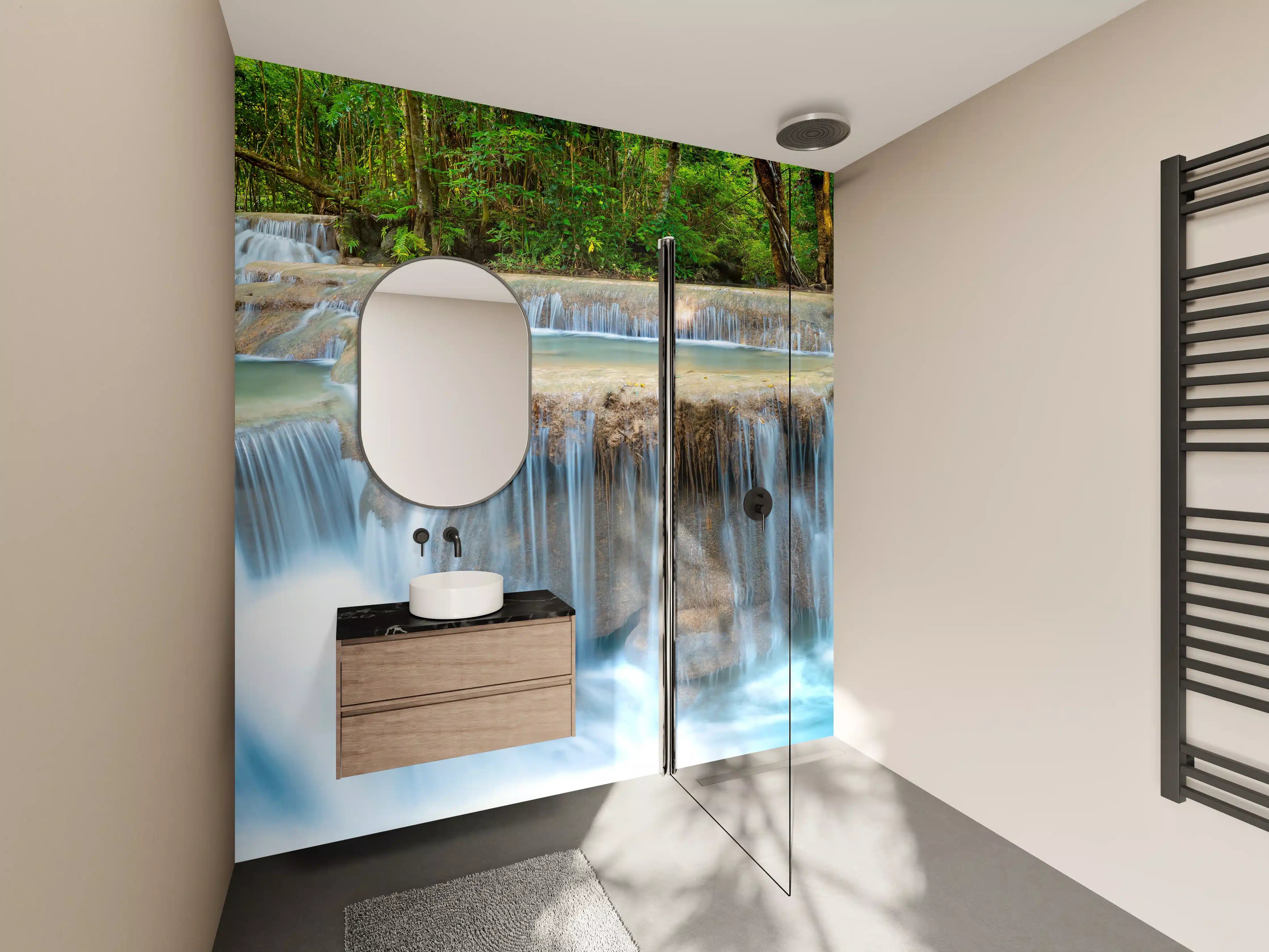 Wandverkleidung Bad - Wasserfall im Wald von Thailand