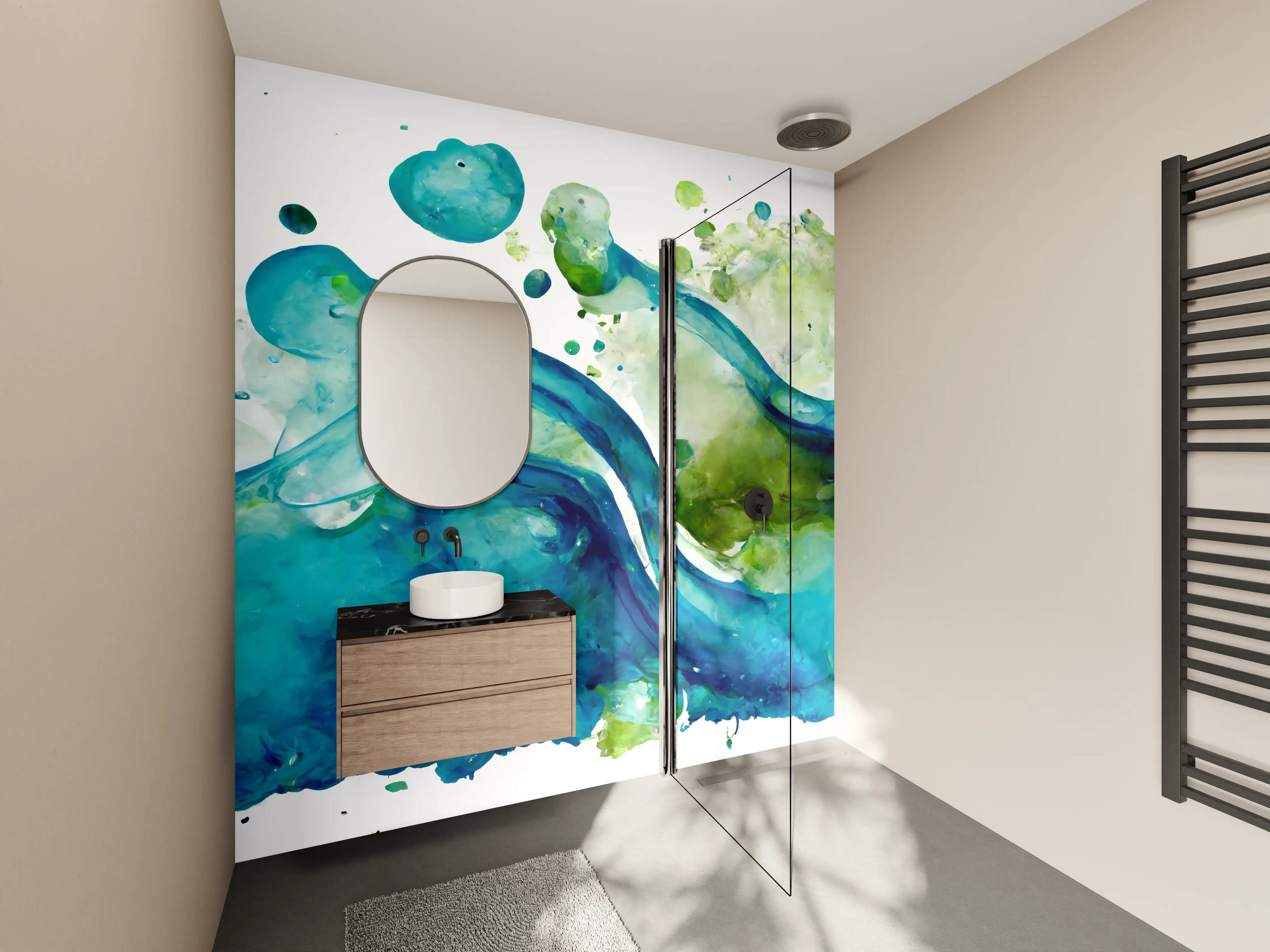 Wandverkleidung Bad - Wassertropfen - Kunstmalerei
