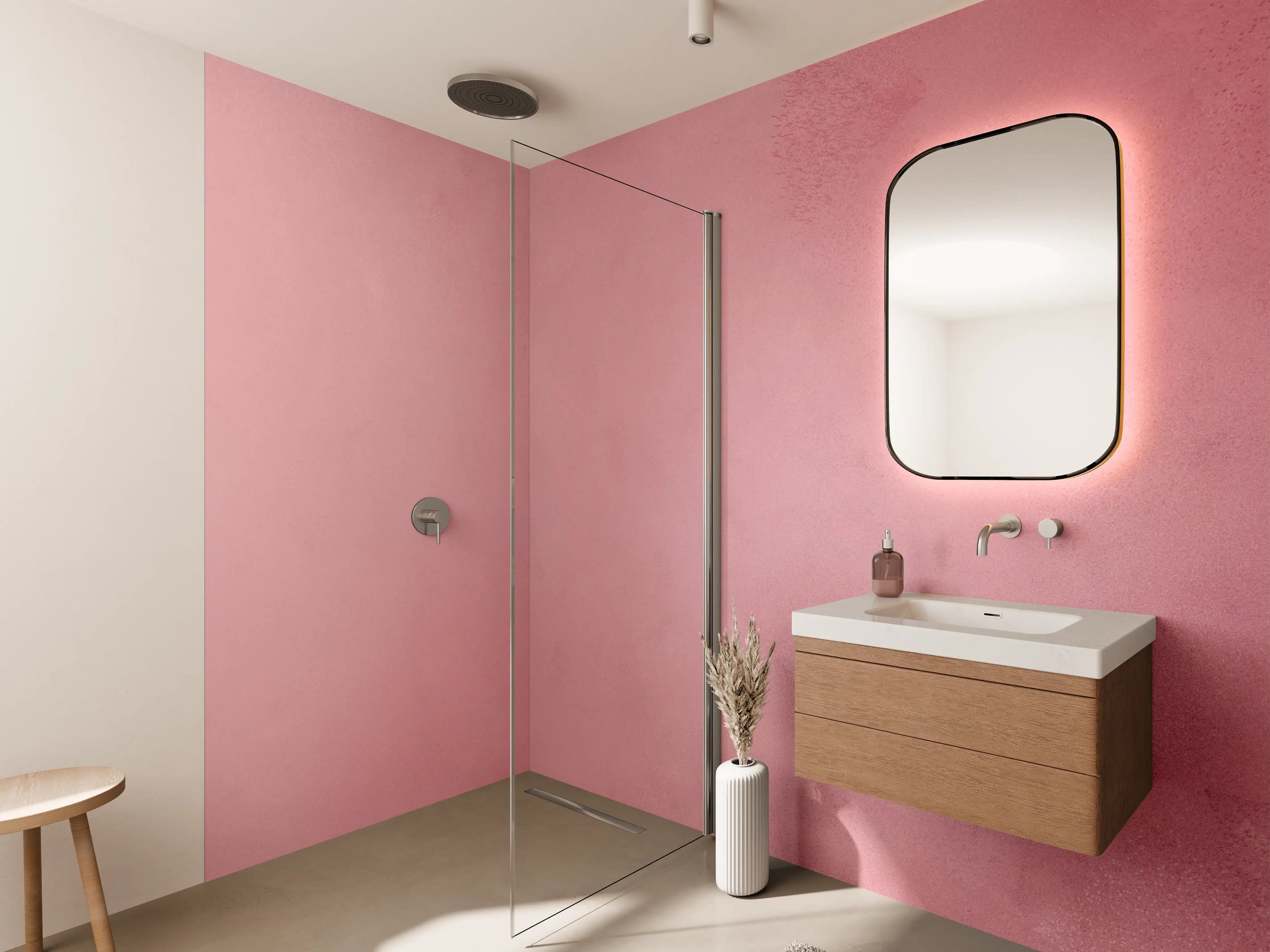 Wandverkleidung Bad - Weiche Pink-Töne mit Nuancen