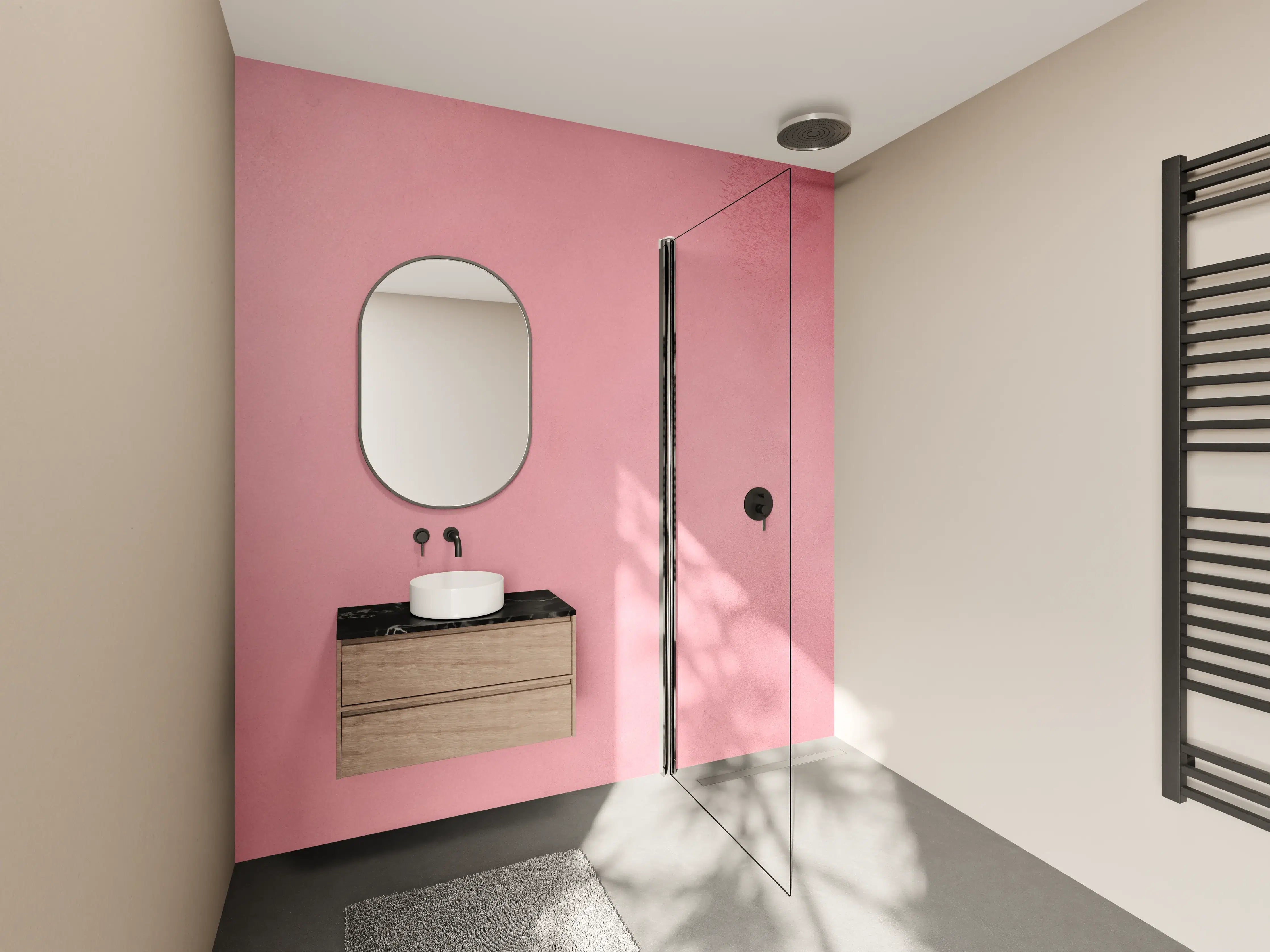 Wandverkleidung Bad - Weiche Pink-Töne mit Nuancen