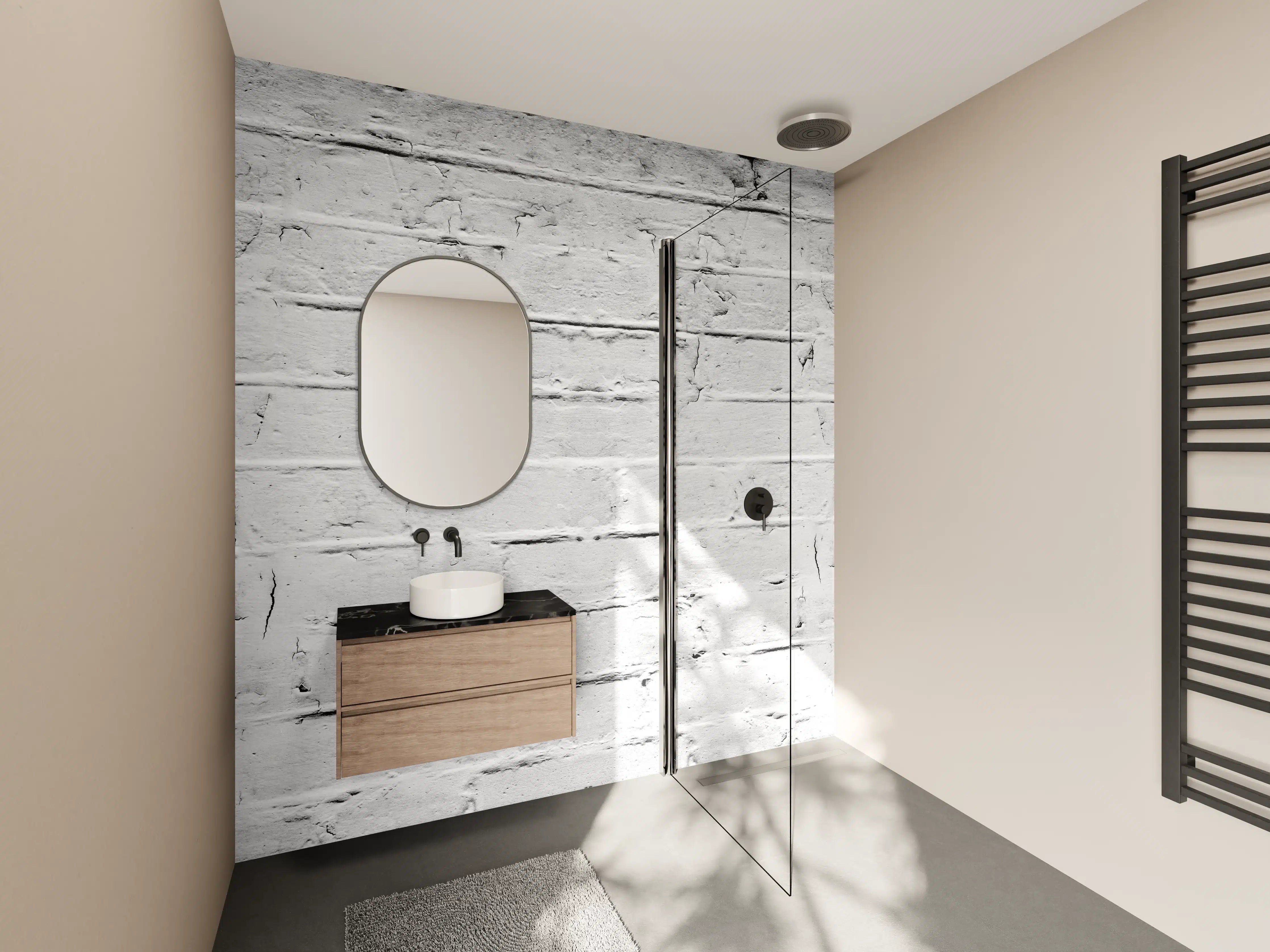 Wandverkleidung Bad - Weiß grau beschädigte Backstein Wand